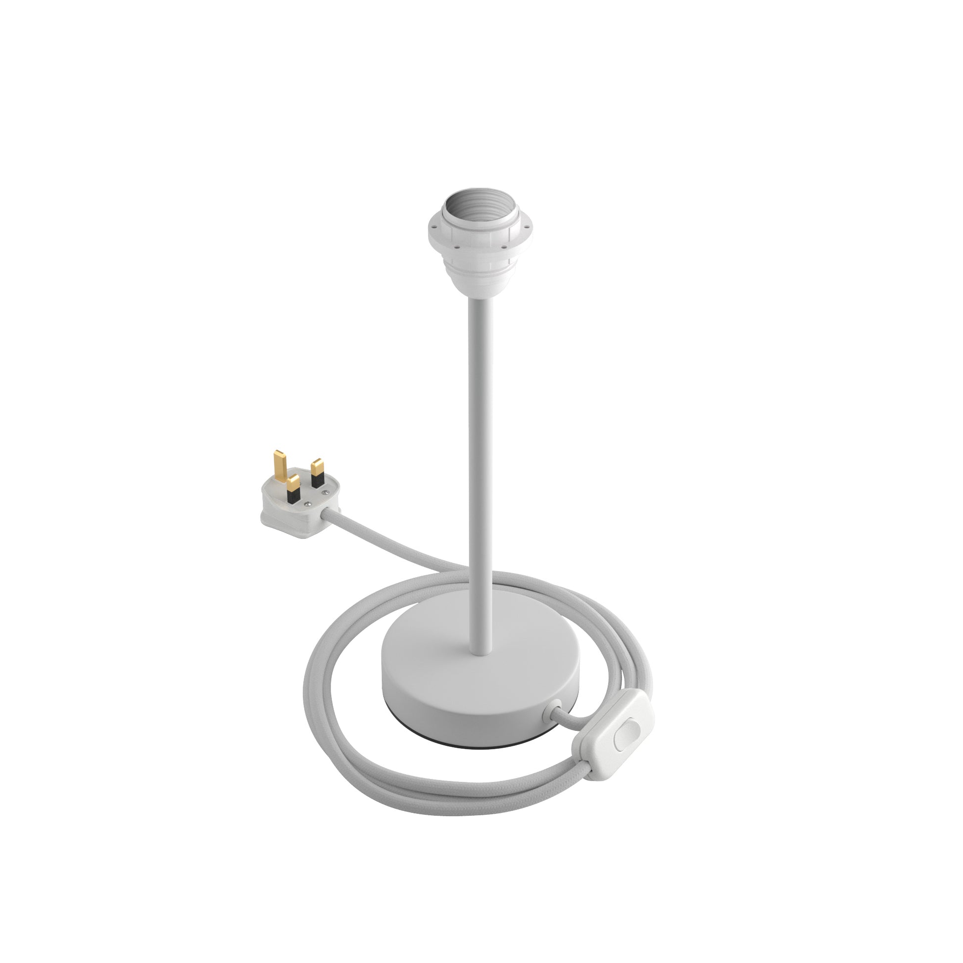 Alzaluce per paralume - Lampada da tavolo in metallo e spina UK - Bianco opaco 25 cm