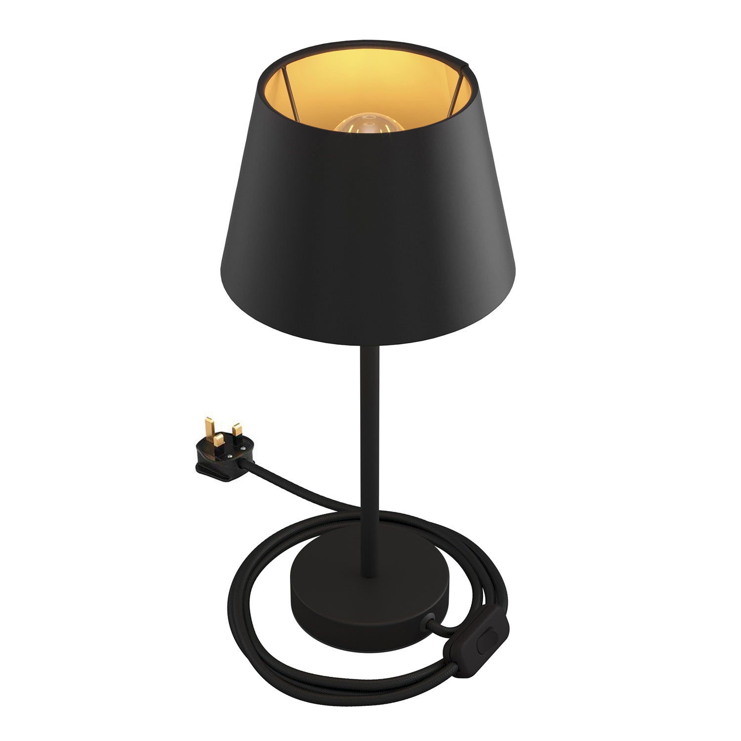 Alzaluce con paralume Impero, lampada da tavolo in metallo e spina UK - Cinette nero 25 cm