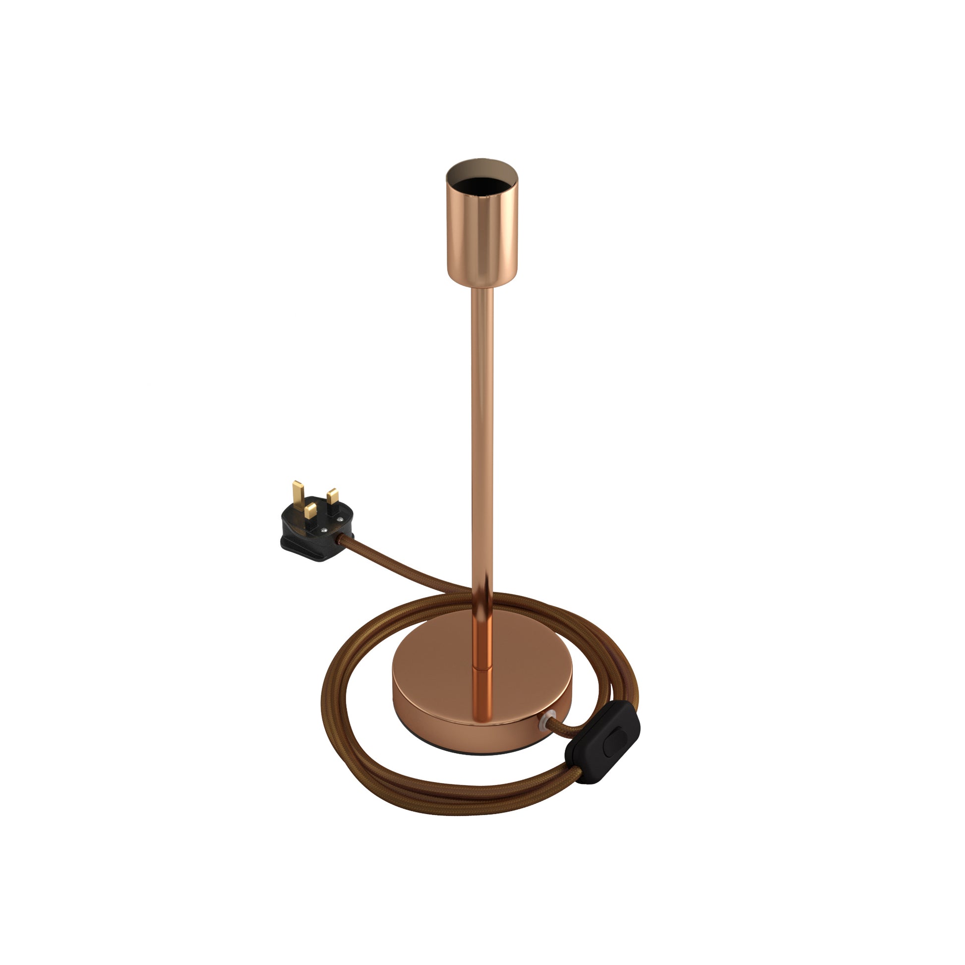 Alzaluce - Lampada da tavolo in metallo e spina UK - Rame 30 cm