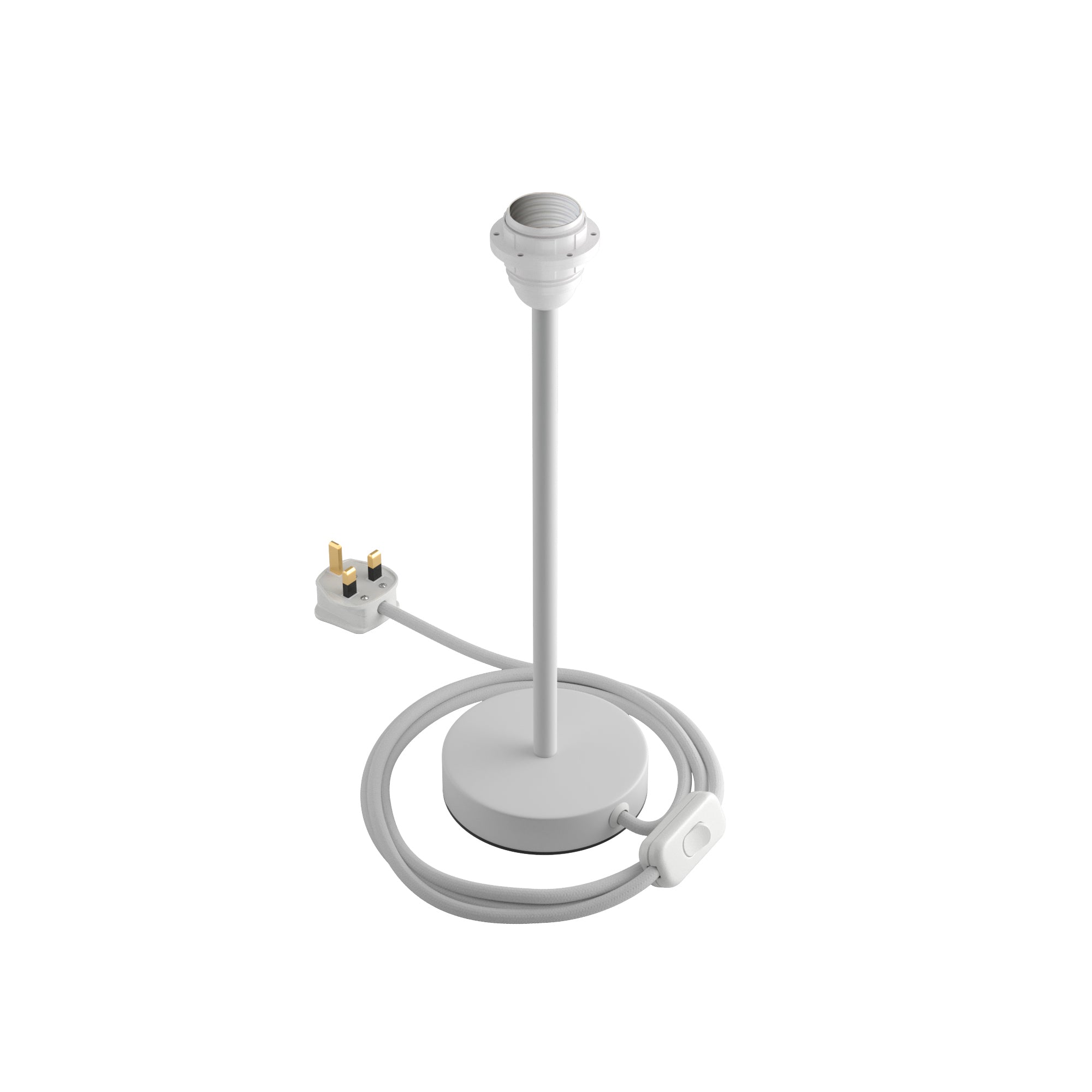 Alzaluce per paralume - Lampada da tavolo in metallo e spina UK - Bianco opaco 30 cm