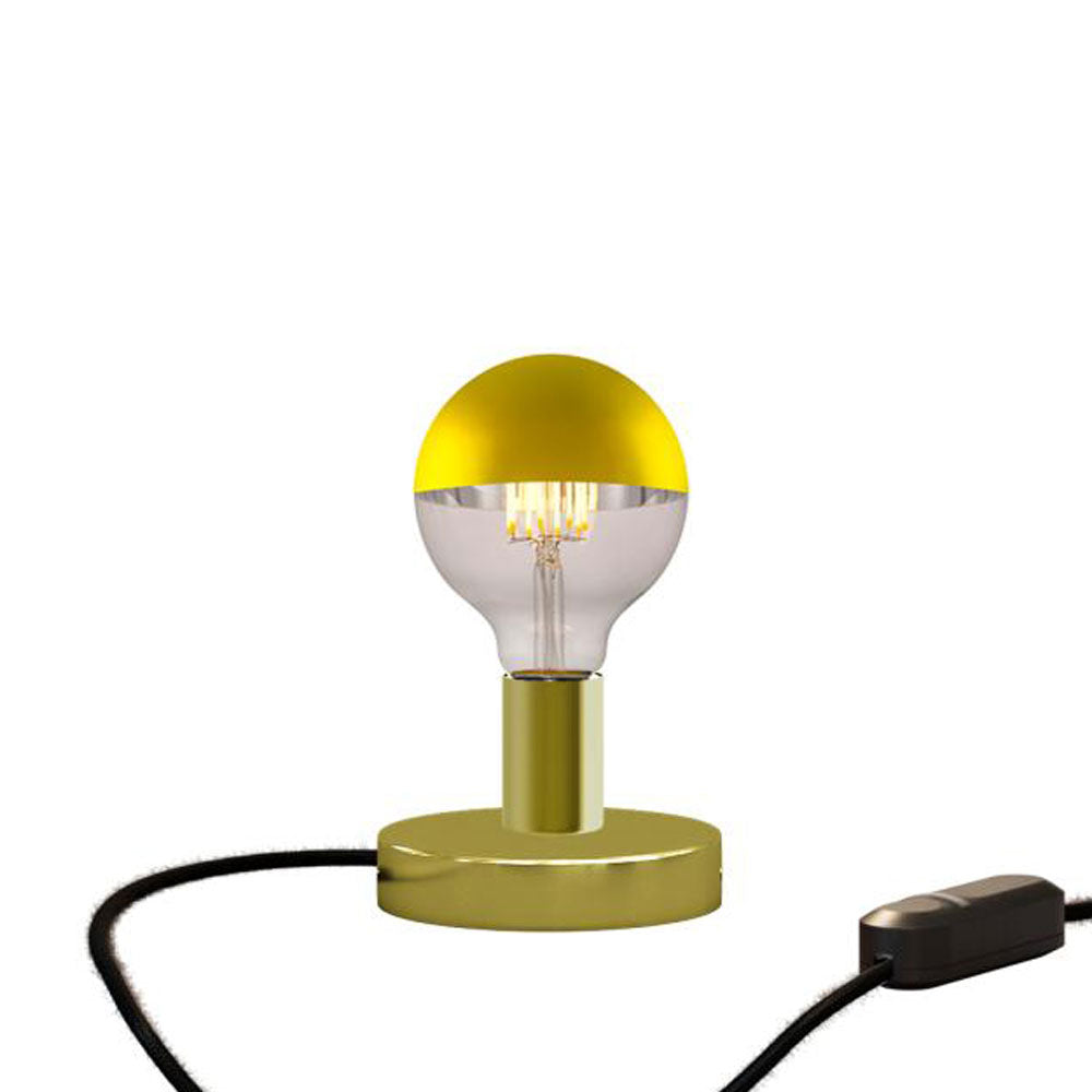 Lampada da tavolo Posaluce Half Cup in metallo e spina UK - Ottone Dimmer