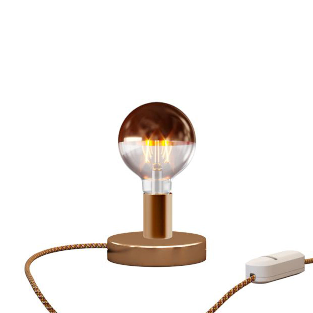 Lampada da tavolo Posaluce Half Cup in metallo e spina UK - Rame Dimmer