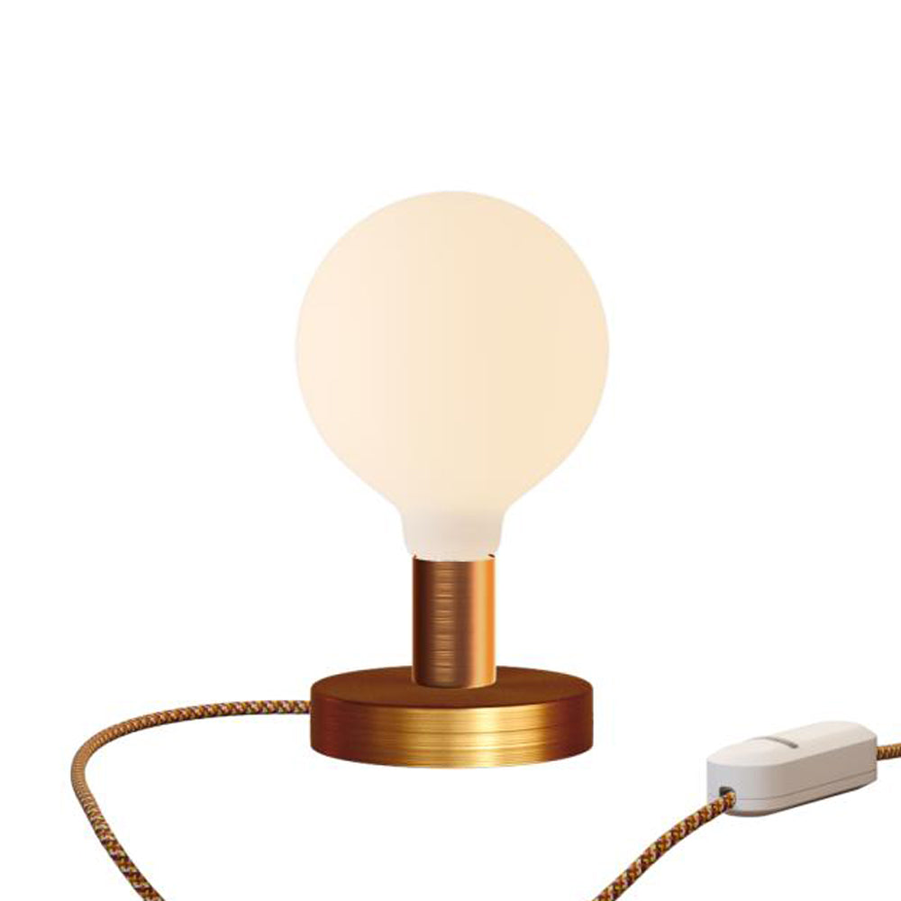 Lampada da tavolo Posaluce Globo in metallo e spina UK - Rame satinato Dimmer