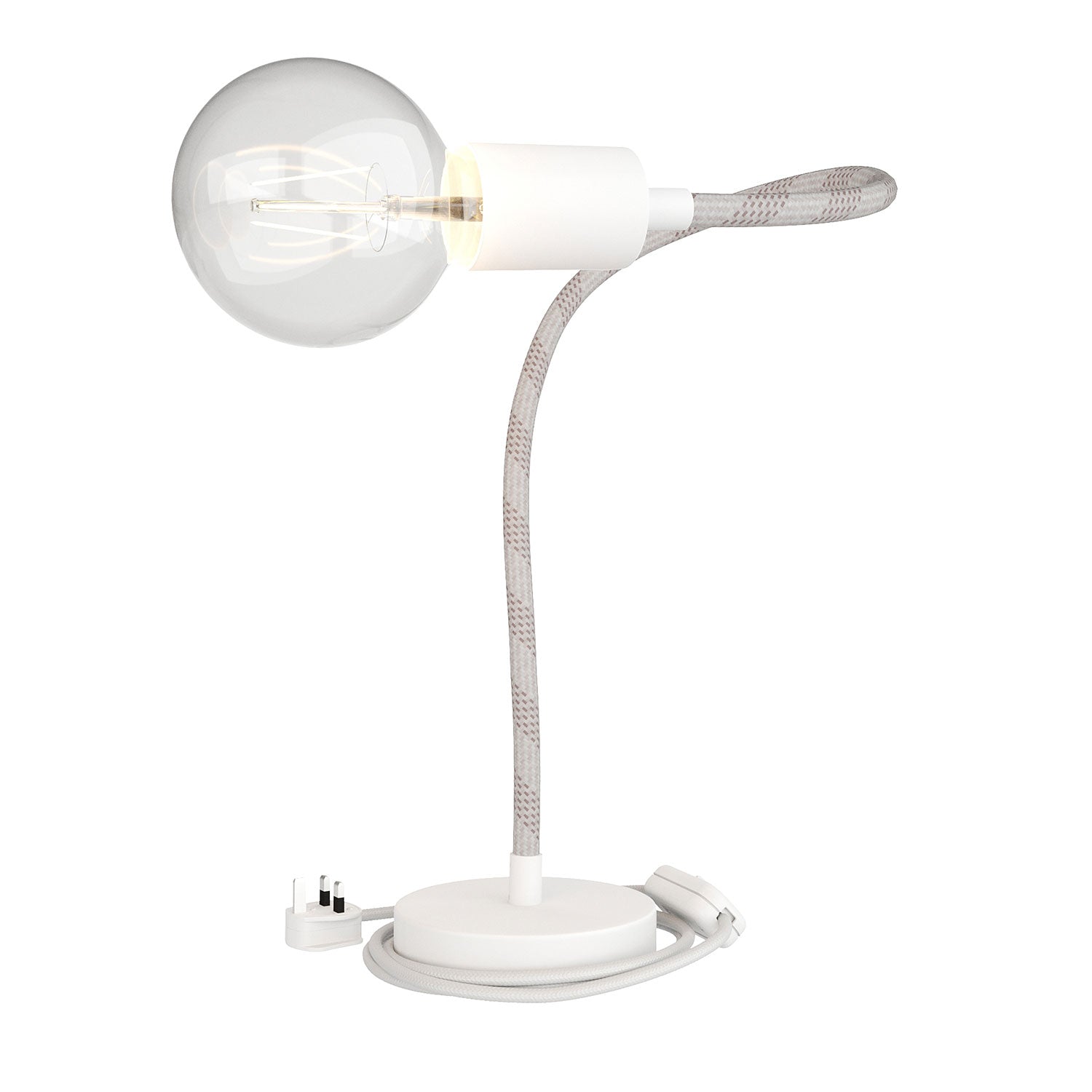 Table Flex lampada da tavolo snodabile a luce diffusa e spina UK - Bianco opaco