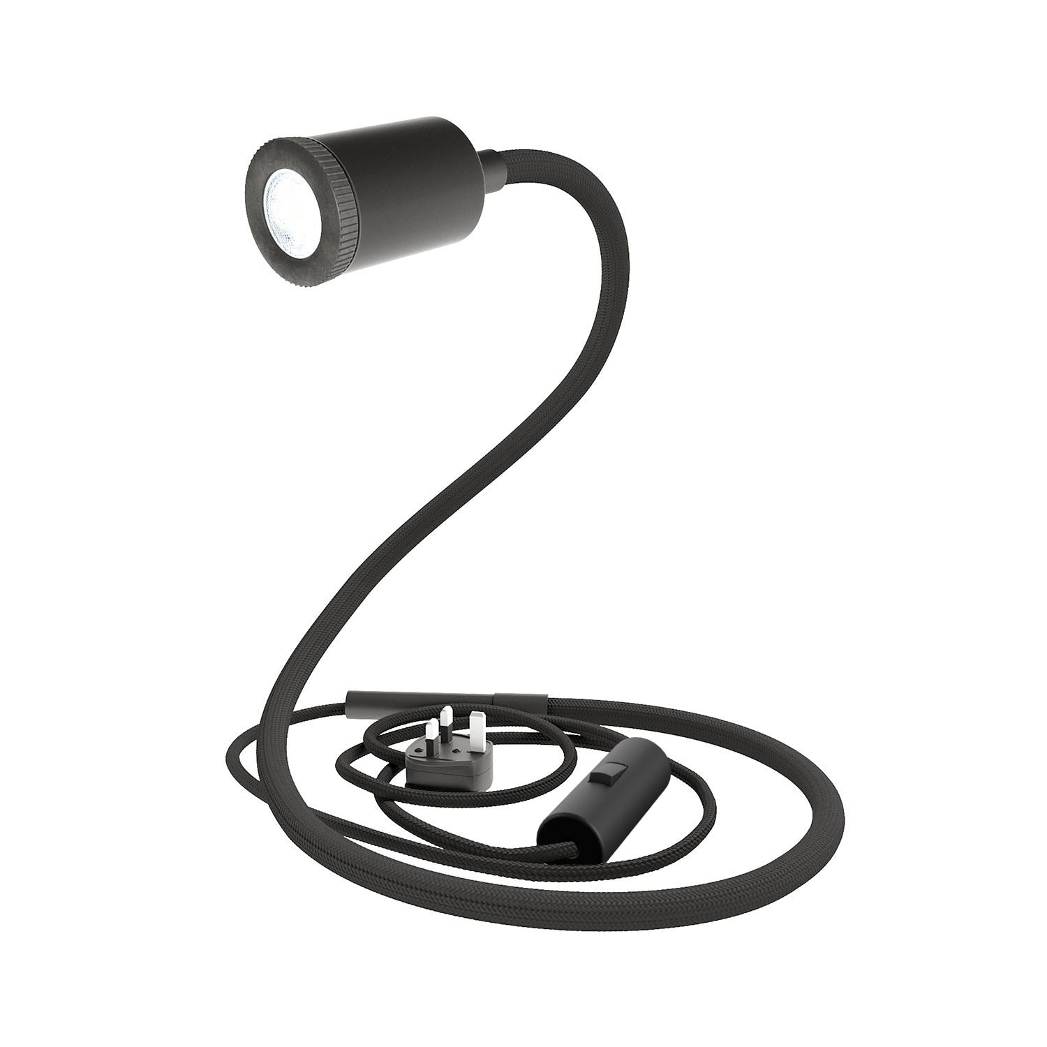 GU1d-one Lampada snodabile senza base con mini faretto LED e spina UK - Nero