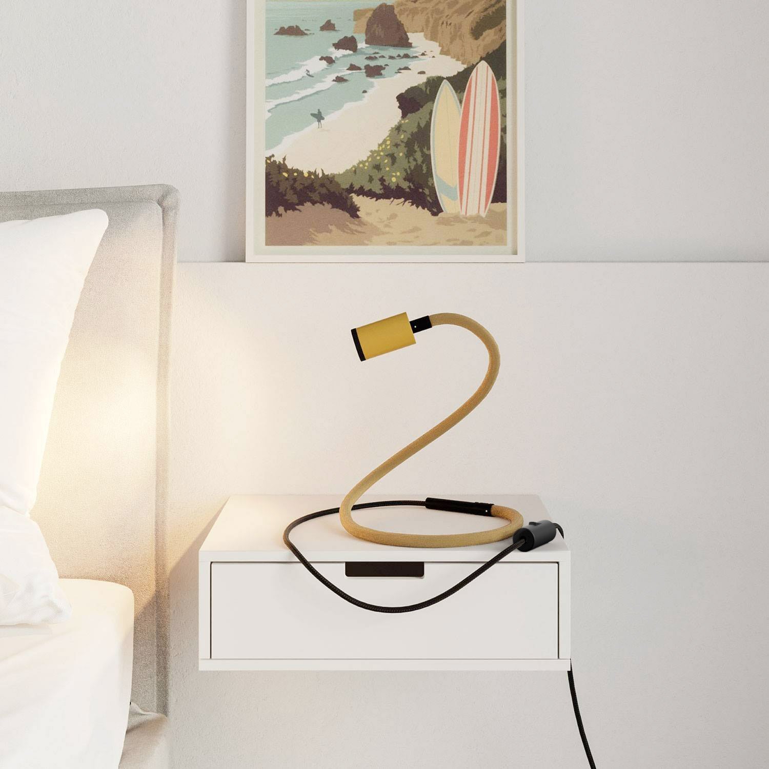 GU1d-one Pastel Lampada snodabile senza base con mini faretto LED e spina UK - Mostarda
