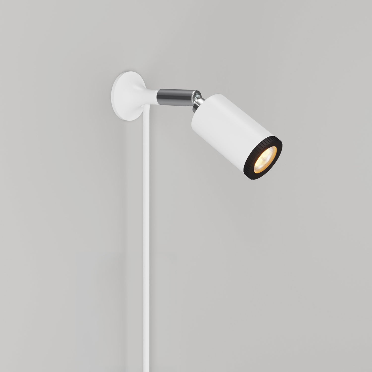 Lampada da parete MAG-Y con snodo, luce spot e spina UK - Bianco opaco