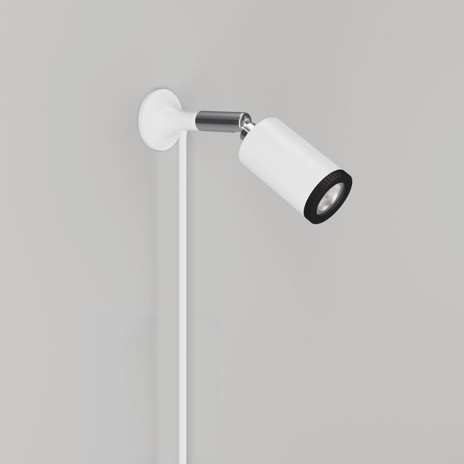 Lampada da parete MAG-Y con snodo, luce spot e spina UK - Bianco opaco