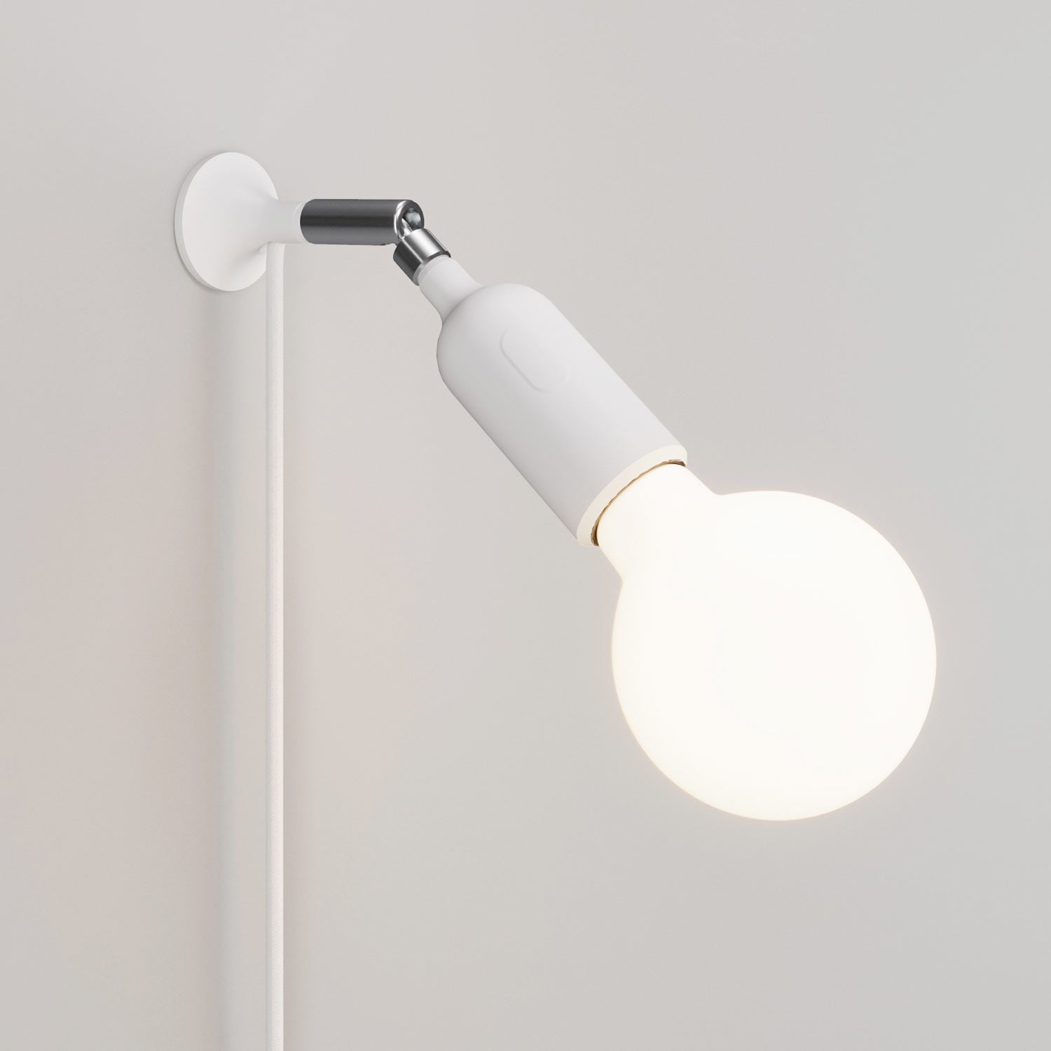 Lampada da parete MAG-Y con snodo, portalampada in silicone con interruttore e spina UK - Bianco