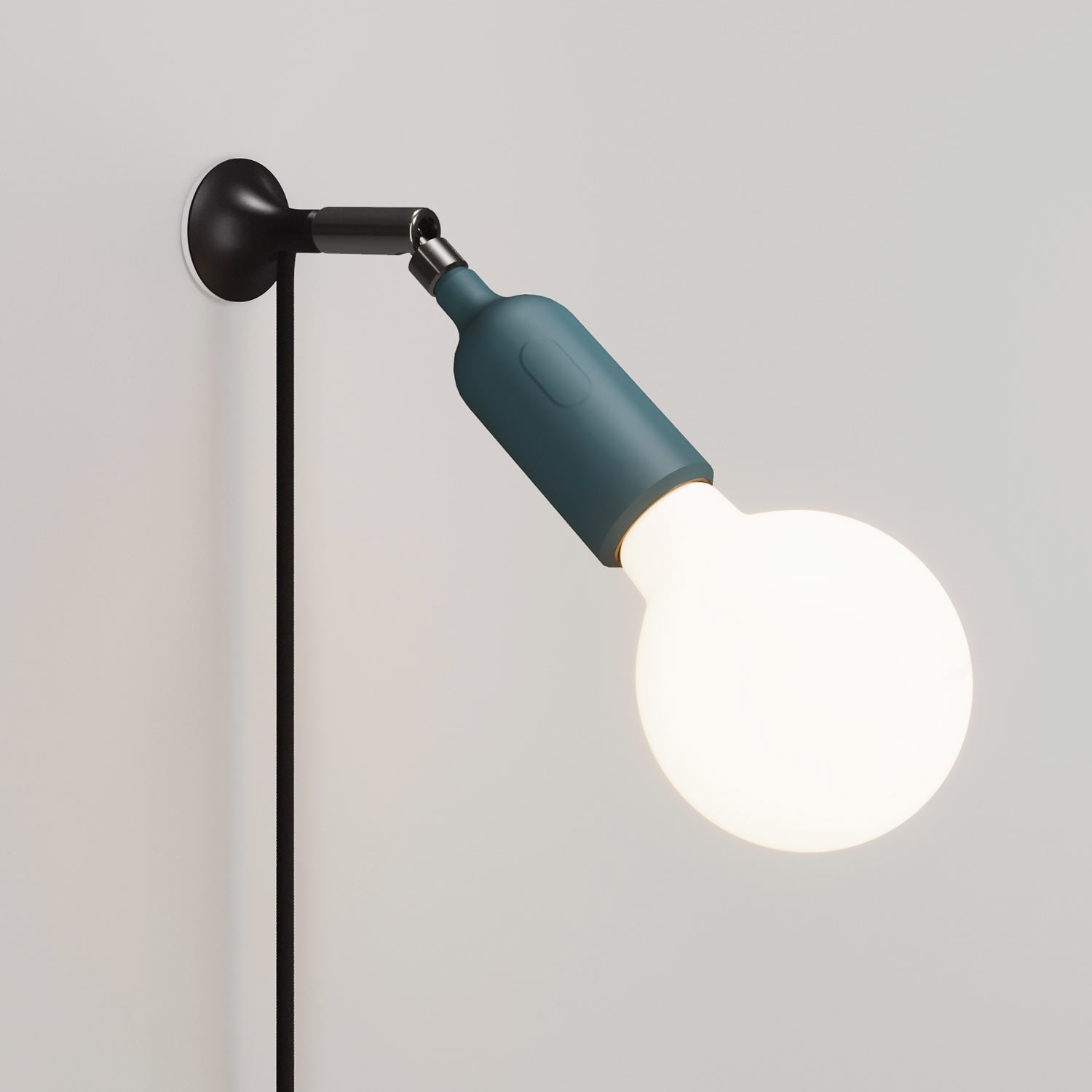 Lampada da parete MAG-Y con snodo, portalampada in silicone con interruttore e spina UK - Petrolio
