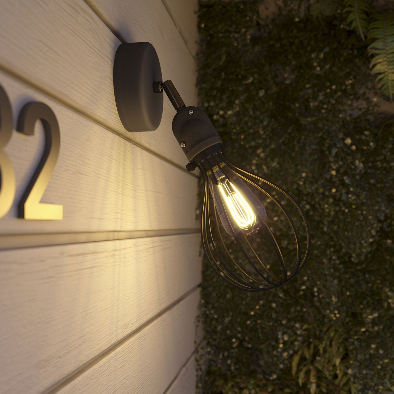 Fermaluce per paralume Modulair con snodo orientabile, rosone e portalampada IP65 waterproof - Nero