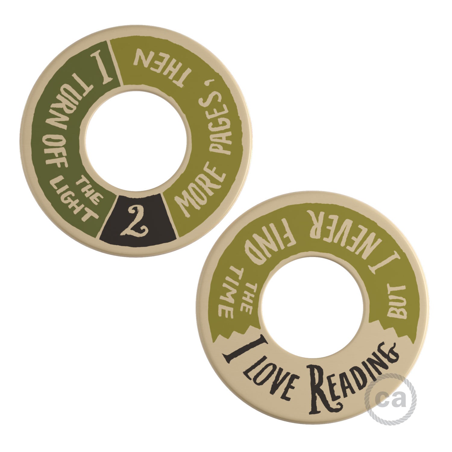 Posaluce MINI-UFO in legno double-face PALLE DA LETTURA e spina UK - LOVE READING + 2 PAGES