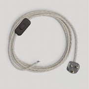 Cablaggio per lampada con cavo bianco trecciato 1,80 m e spina UK