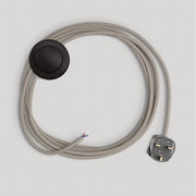 Cablaggio per lampada con cavo grigio tortora in cotone 3 m e spina UK