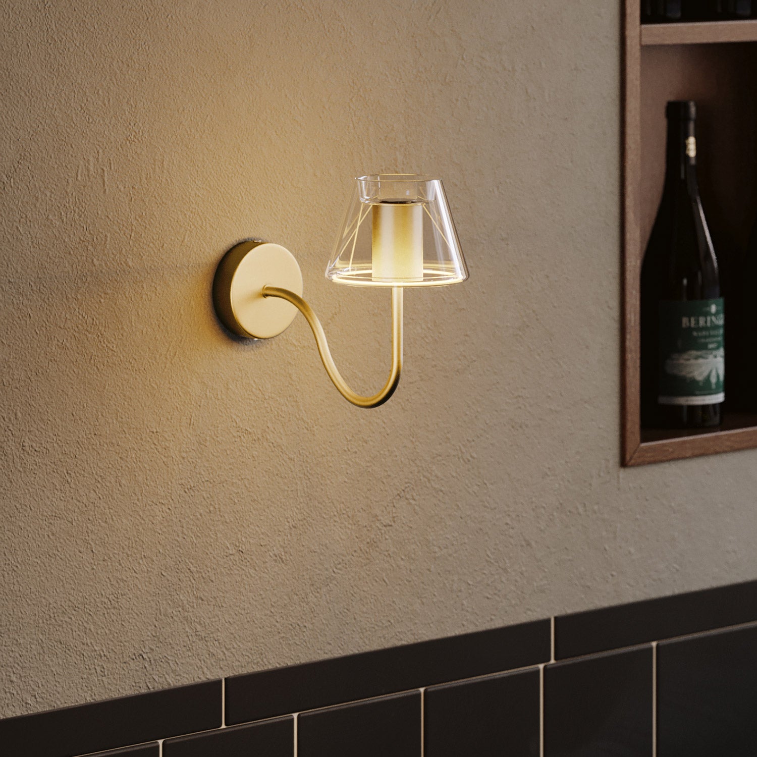 Gebogenes S-Verlängerungsrohr für Lampen, 16,5 cm aus Metall – Satin-Bronze
