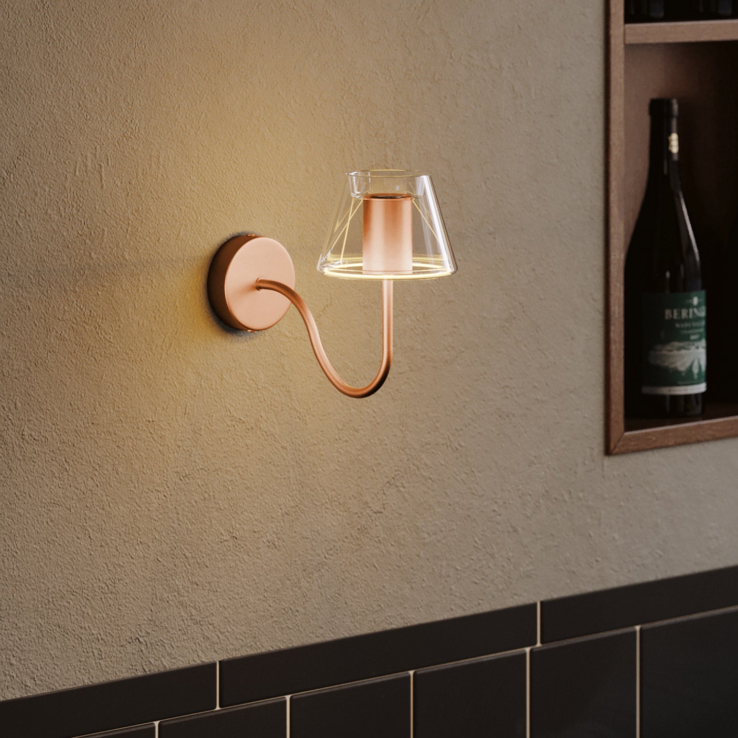 Gebogenes S-Verlängerungsrohr für Lampen, 16,5 cm aus Metall – Satin-Kupfer