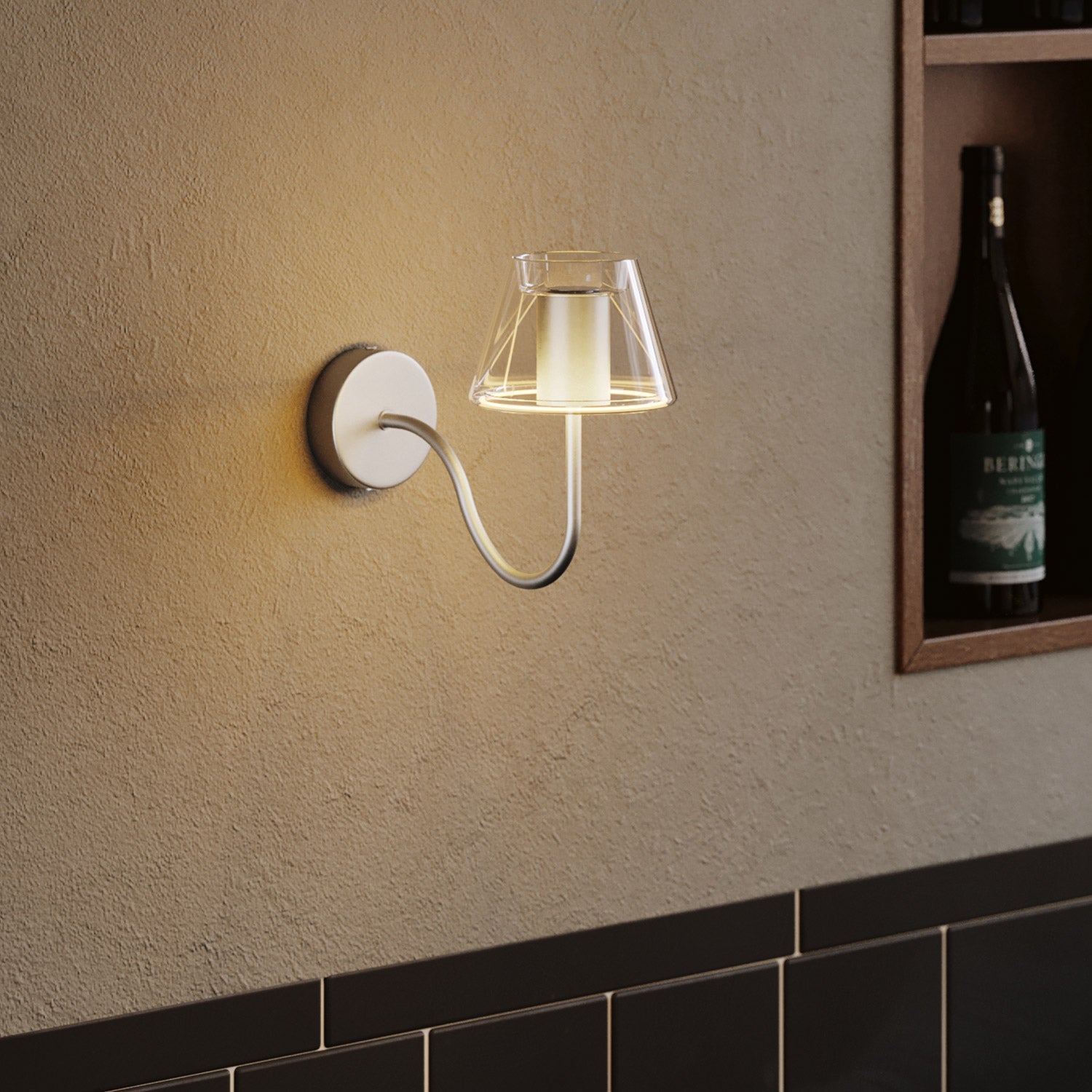 Gebogenes S-Verlängerungsrohr für Lampen, 16,5 cm aus Metall – Satin-Titan