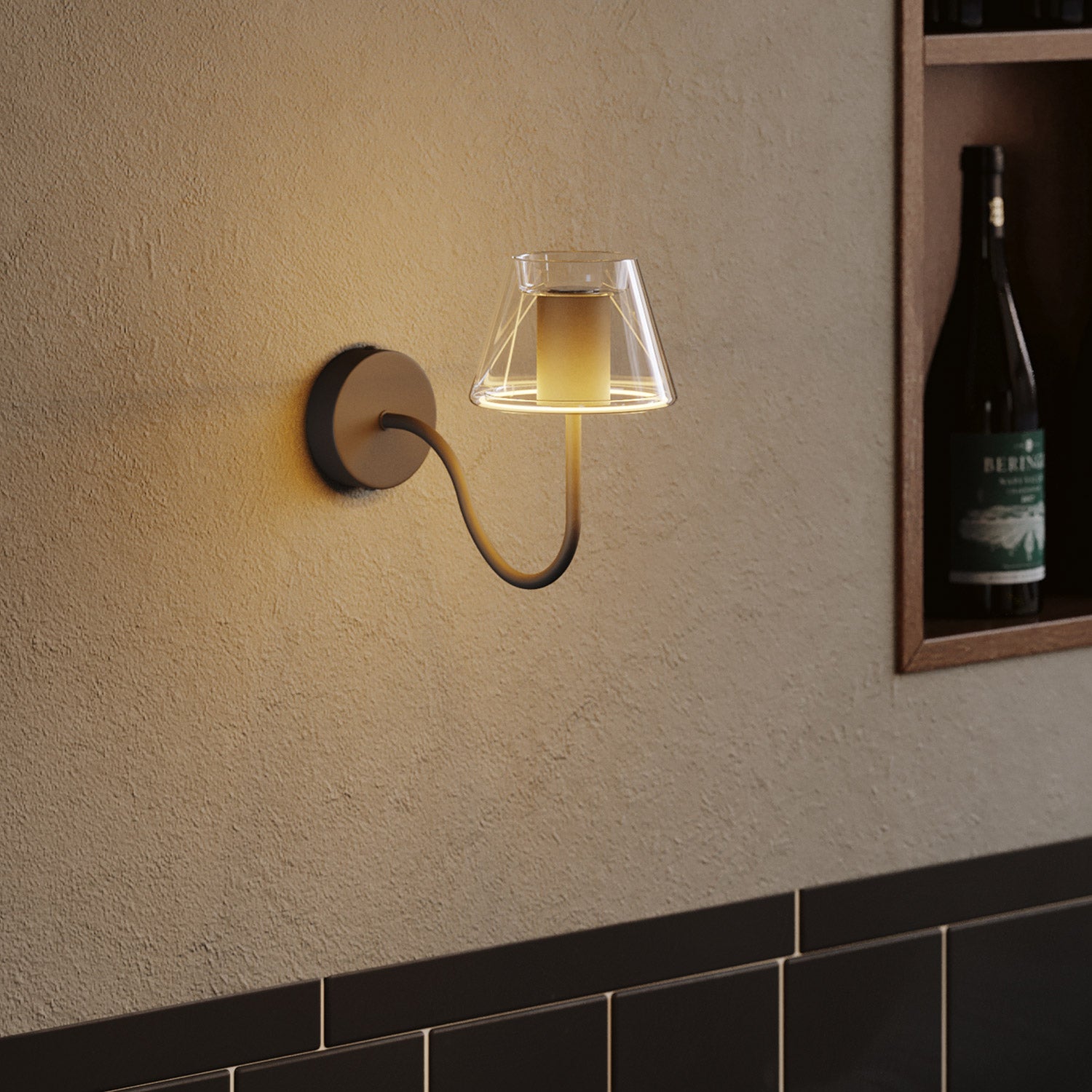 Gebogenes S-Verlängerungsrohr für Lampen, 16,5 cm aus Metall – Schwarz