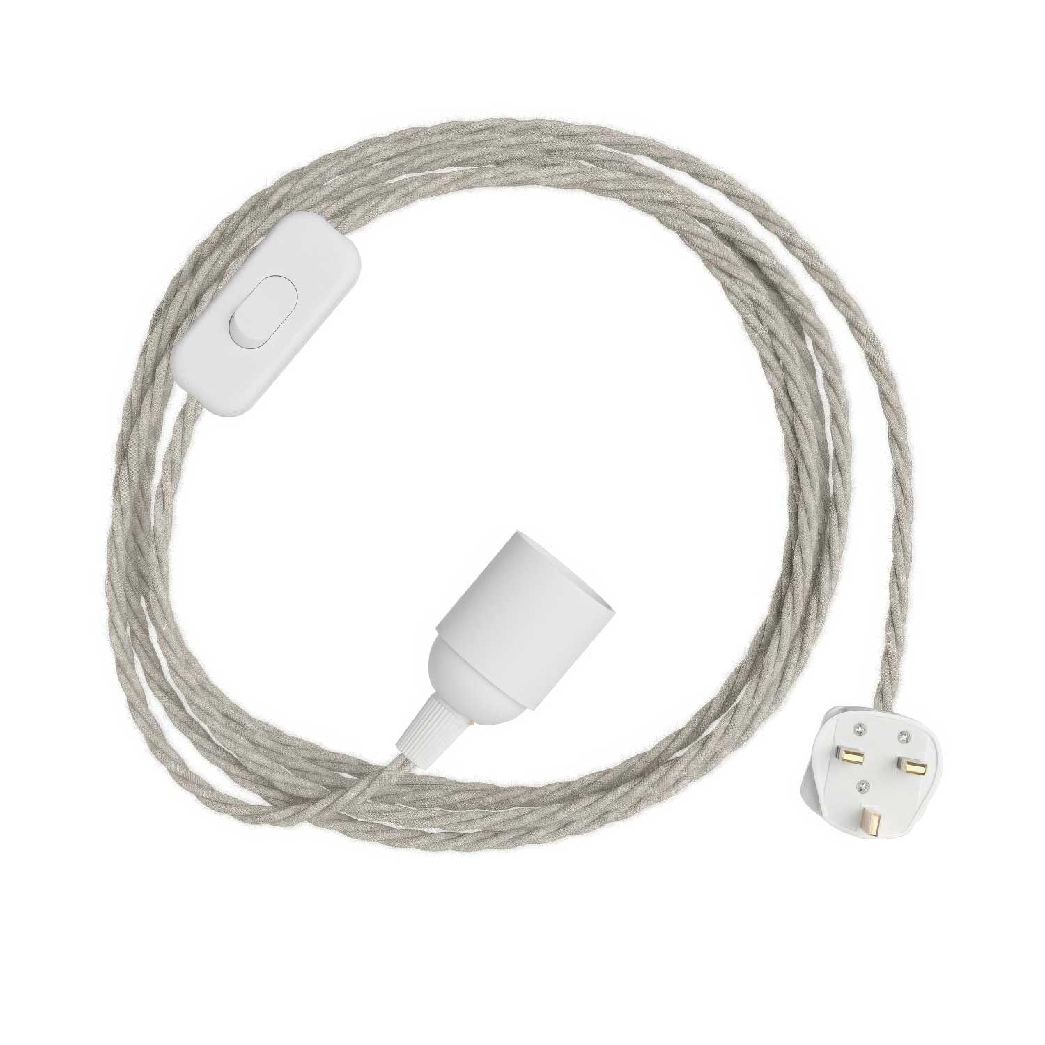 SnakeBis Twisted - Cablaggio con portalampada, cavo trecciato in tessuto TN01 e spina UK