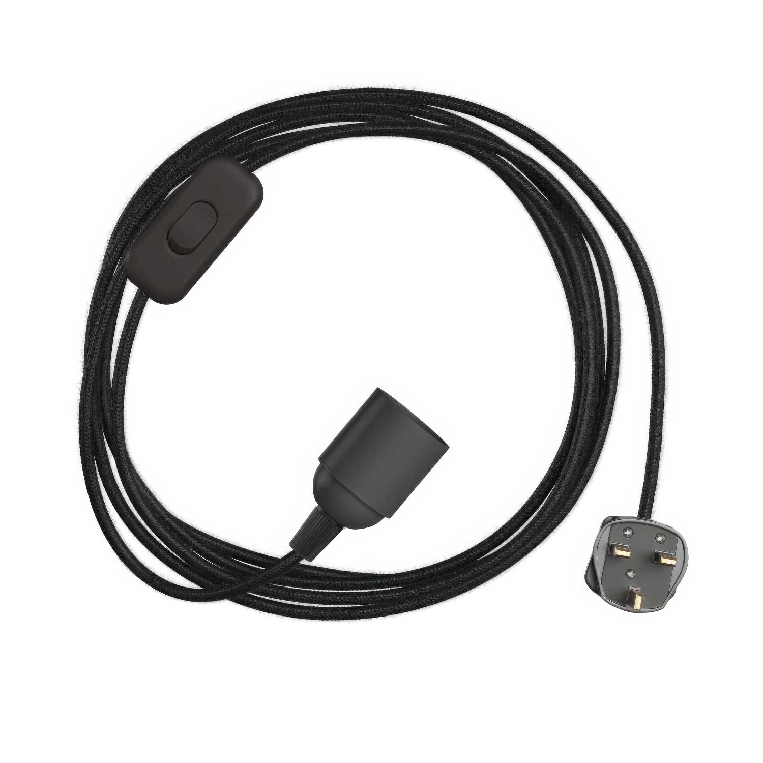 SnakeBis - Cablaggio con portalampada, cavo in tessuto colorato RC04 e spina UK