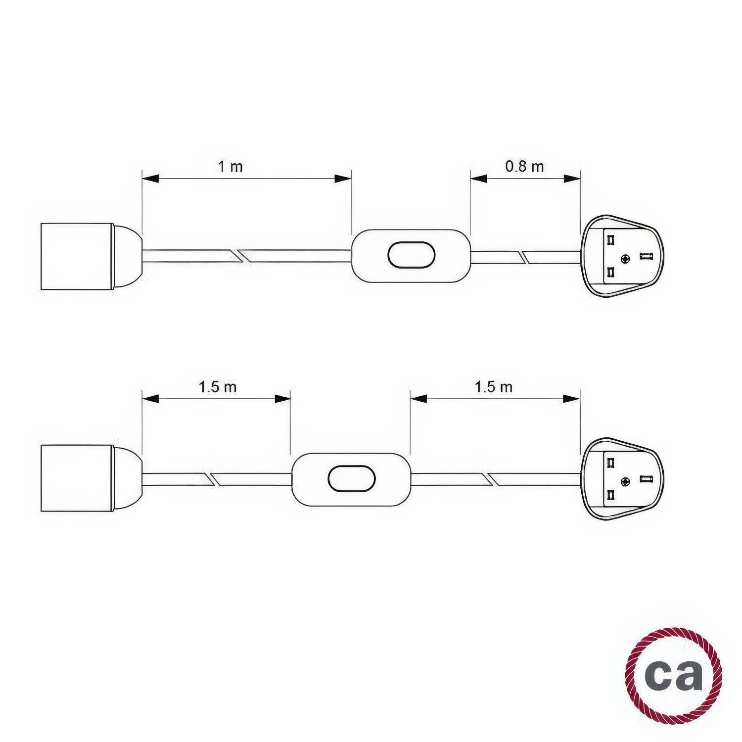 SnakeBis Zig-Zag - Cablaggio con portalampada, cavo in tessuto effetto Zig-Zag RZ04 e spina UK