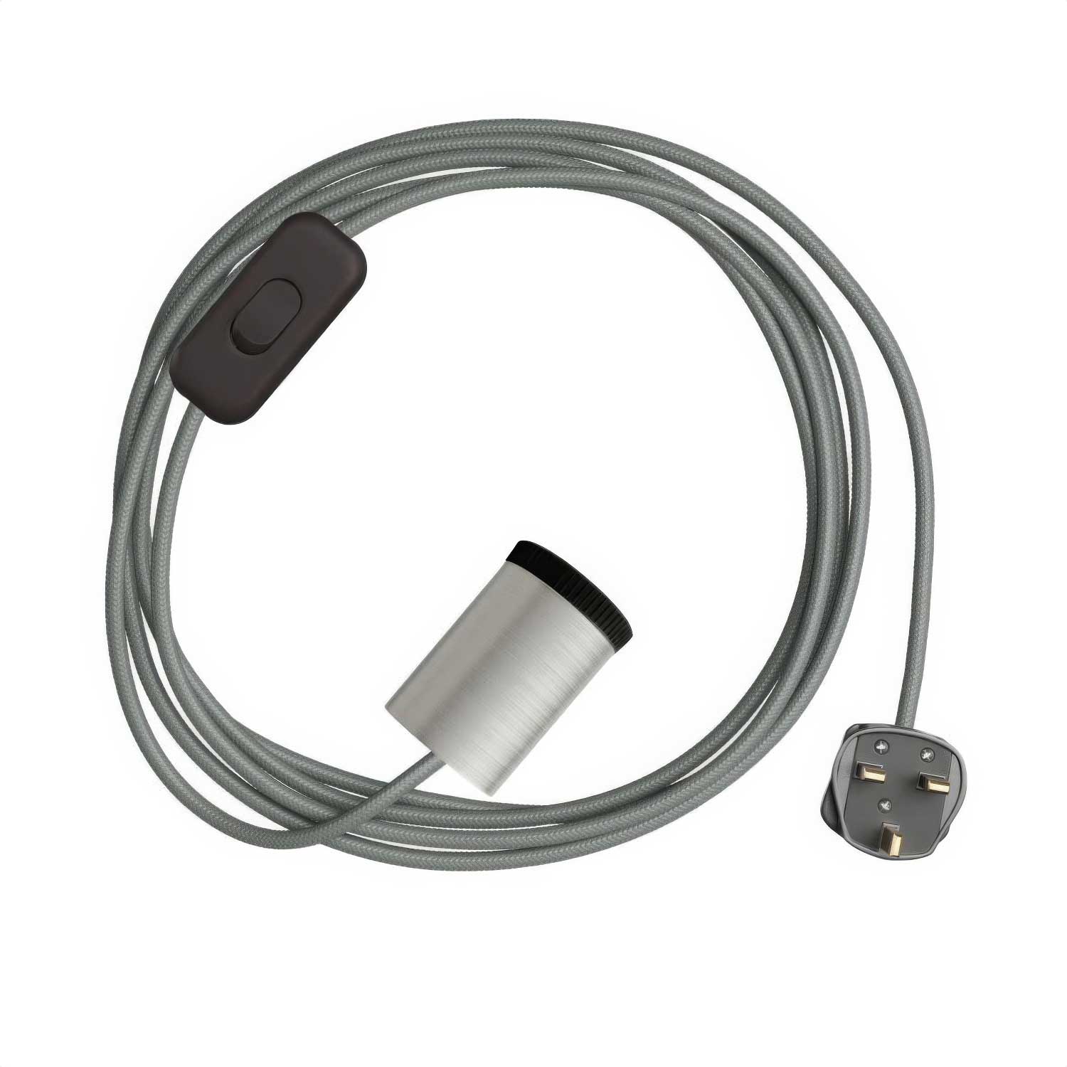 Lampada faretto Mini Spotlight GU1d0 con cablaggio SnakeBis e spina UK - Titanio satinato