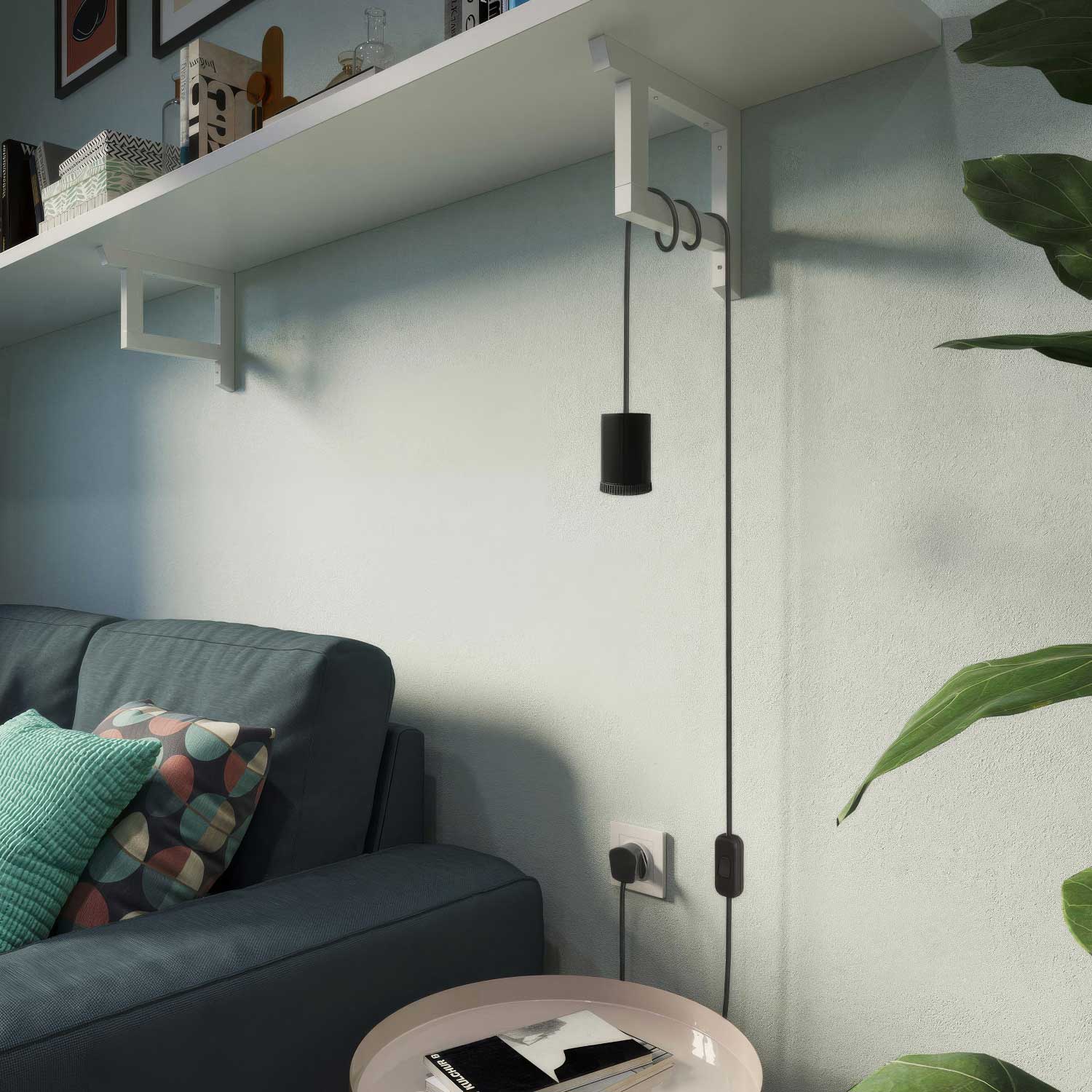 Lampada faretto Mini Spotlight GU1d0 con cablaggio SnakeBis e spina UK - Nero