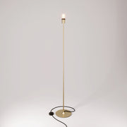Lampada da terra MAG-Y con base metallica tonda con predisposizione per paralume e spina UK - Bronzo satinato