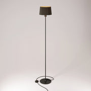 Lampada da terra MAG-Y con base metallica tonda, paralume Athena e spina UK - Nero