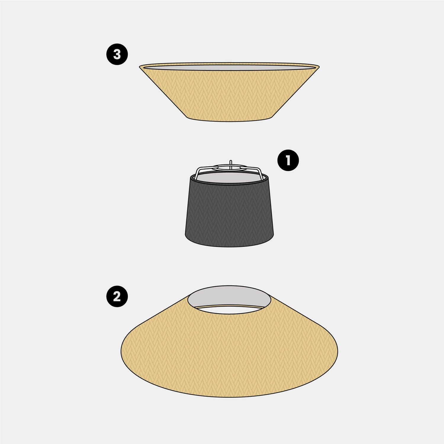 Paralume in tessuto Clessidra Arenal oro - Made in Italy Teletta antracite