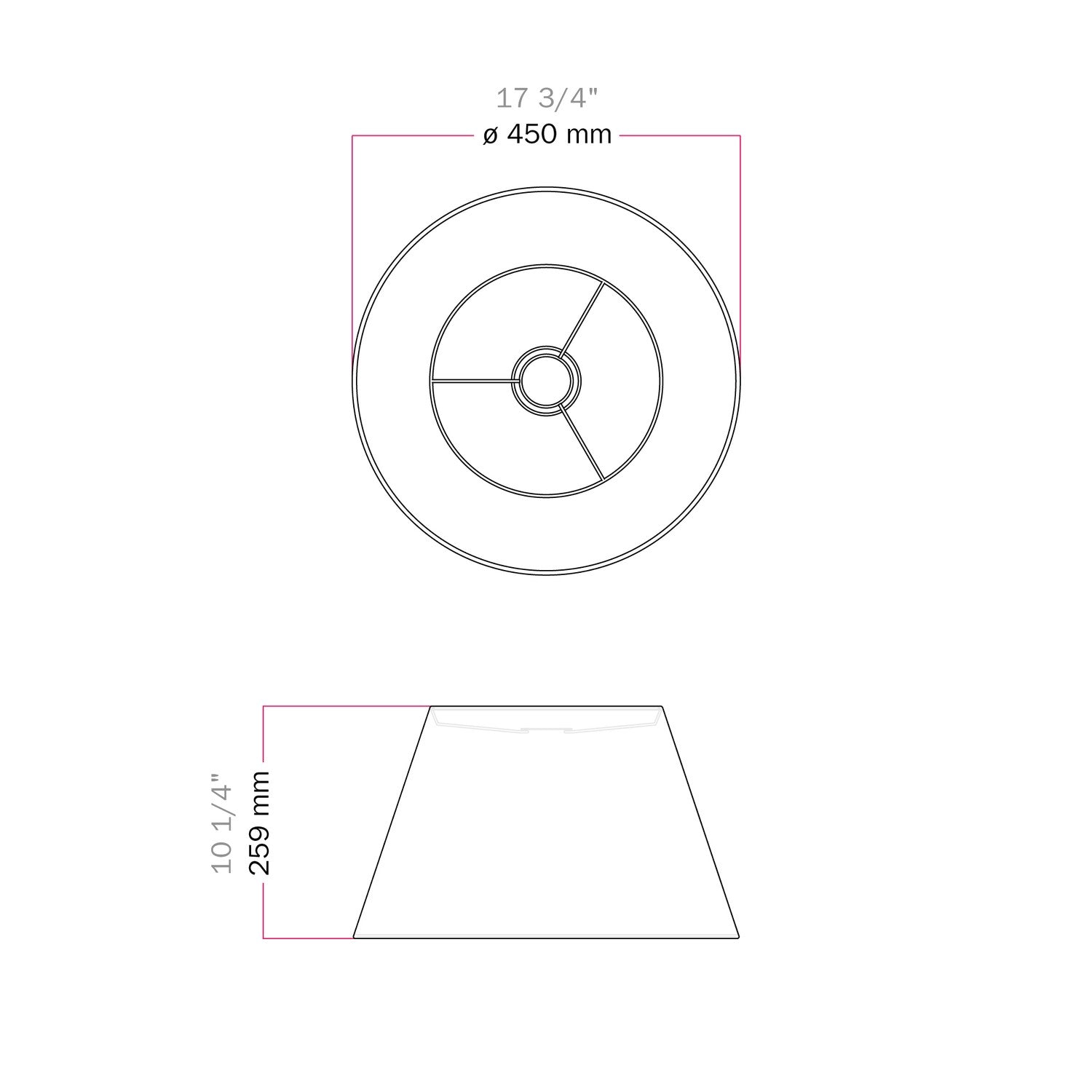 Paralume Impero L per sospensione con attacco E27 - Made in Italy - Cinette Aragosta