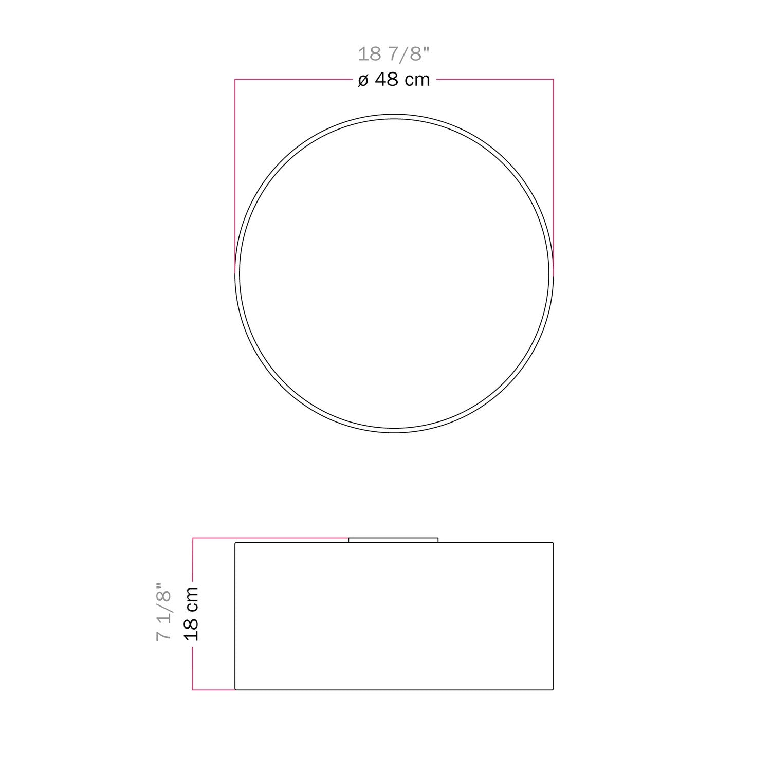 Plafoniera in tessuto Medium Slim - Made in Italy - Lana Beige