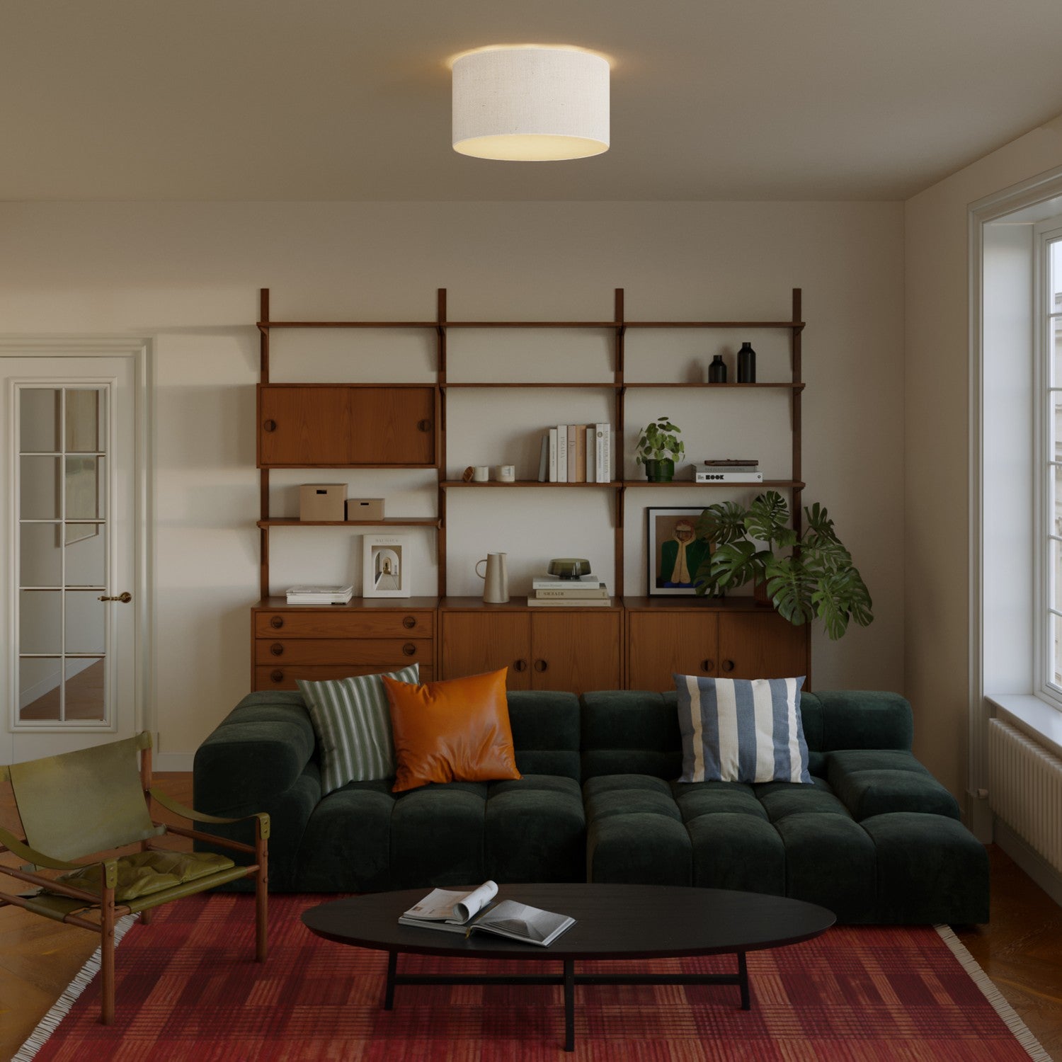 Plafoniera in tessuto Medium Juta chiara - Made in Italy