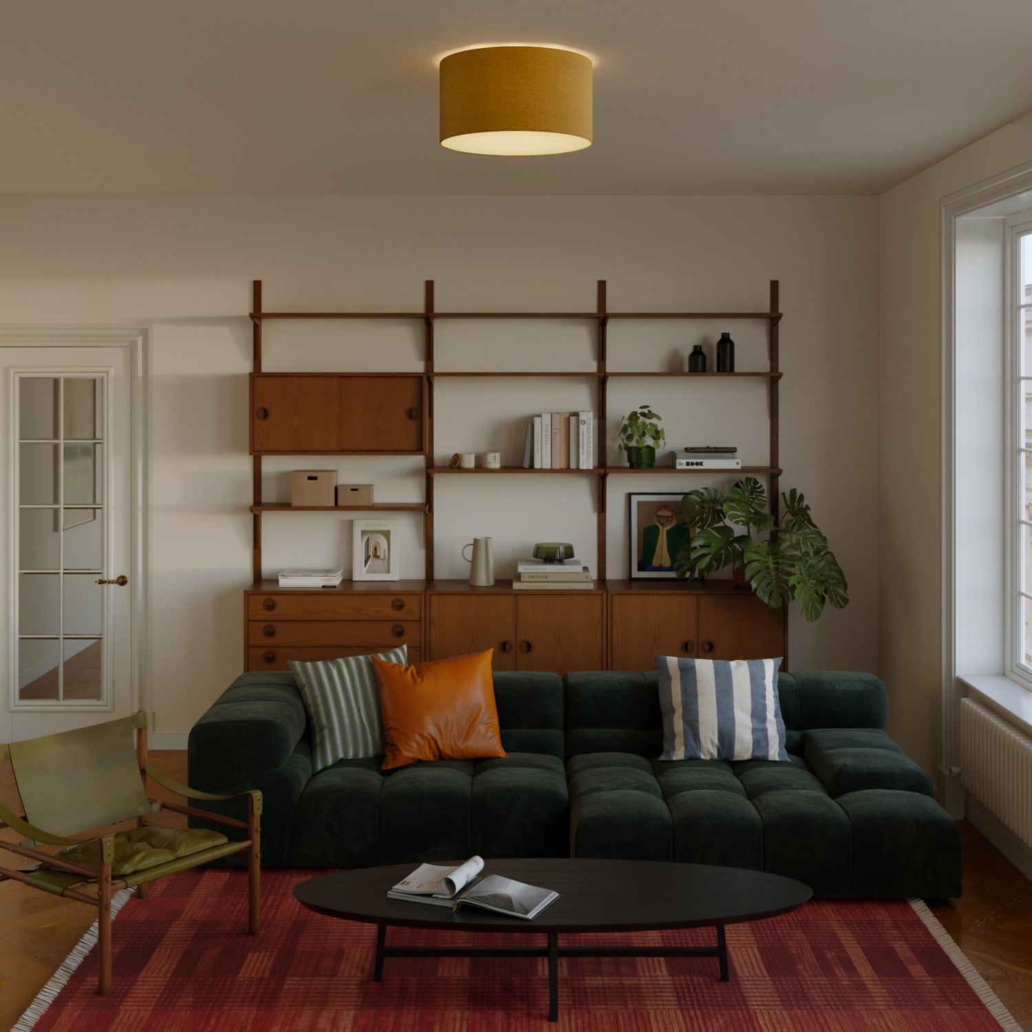 Plafoniera in tessuto Medium - Made in Italy - Lana Senape