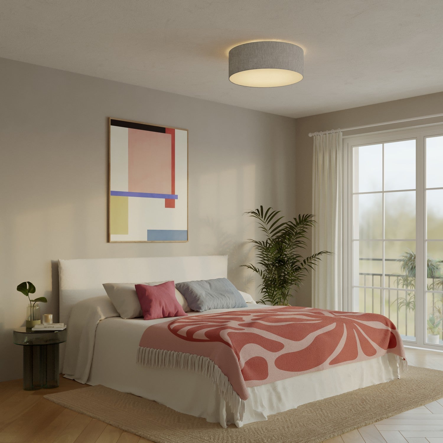 Plafoniera in tessuto Large Camelot grigio - Made in Italy