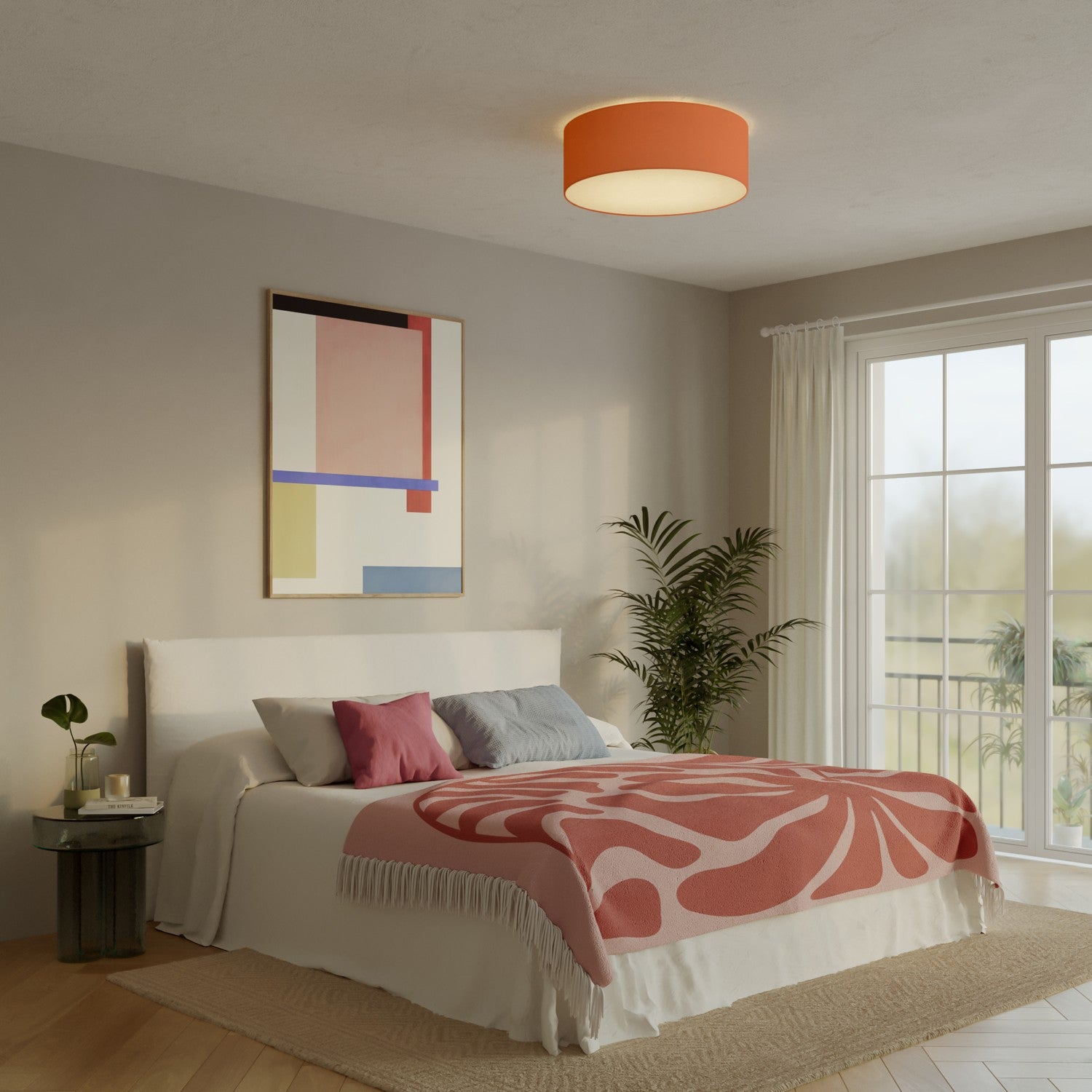 Plafoniera in tessuto Large Cinette aragosta - Made in Italy