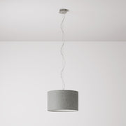 Lampada a sospensione con paralume in tessuto Cilindro Small Camelot grigio chiaro - Made in Italy No