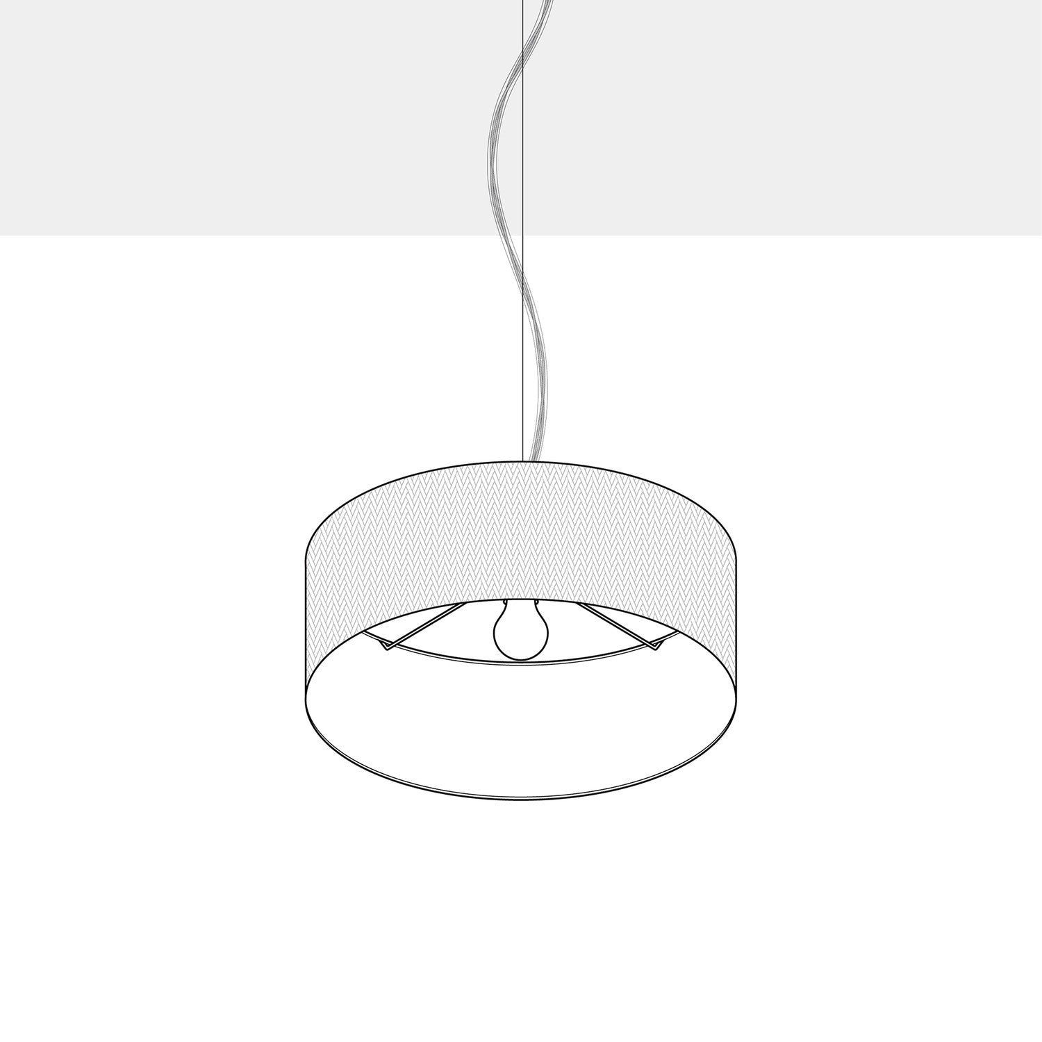 Lampada a sospensione con paralume in tessuto Cilindro Small - Made in Italy - Lana Beige No