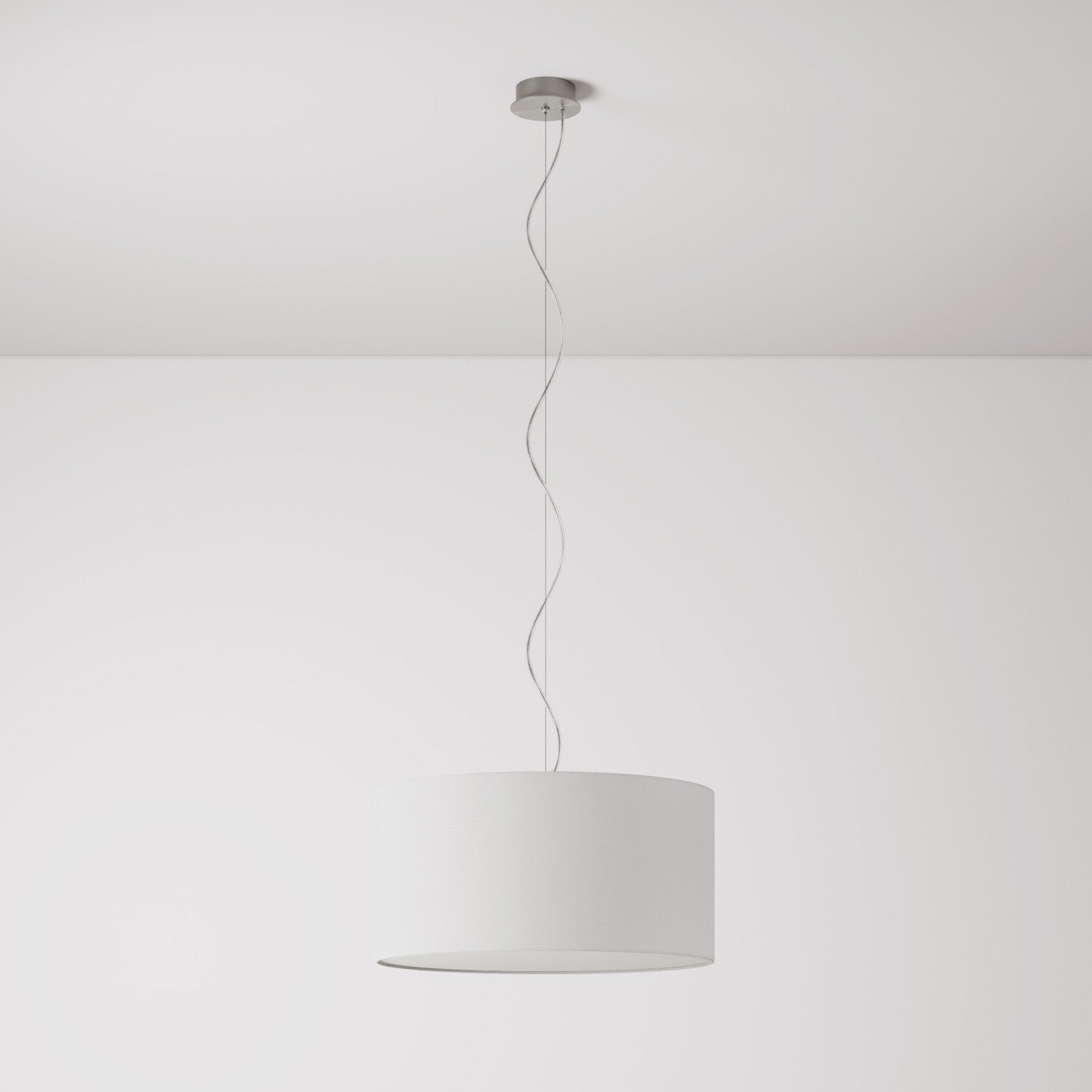 Lampada a sospensione con paralume in tessuto Cilindro Medium Lino crudo - Made in Italy Si