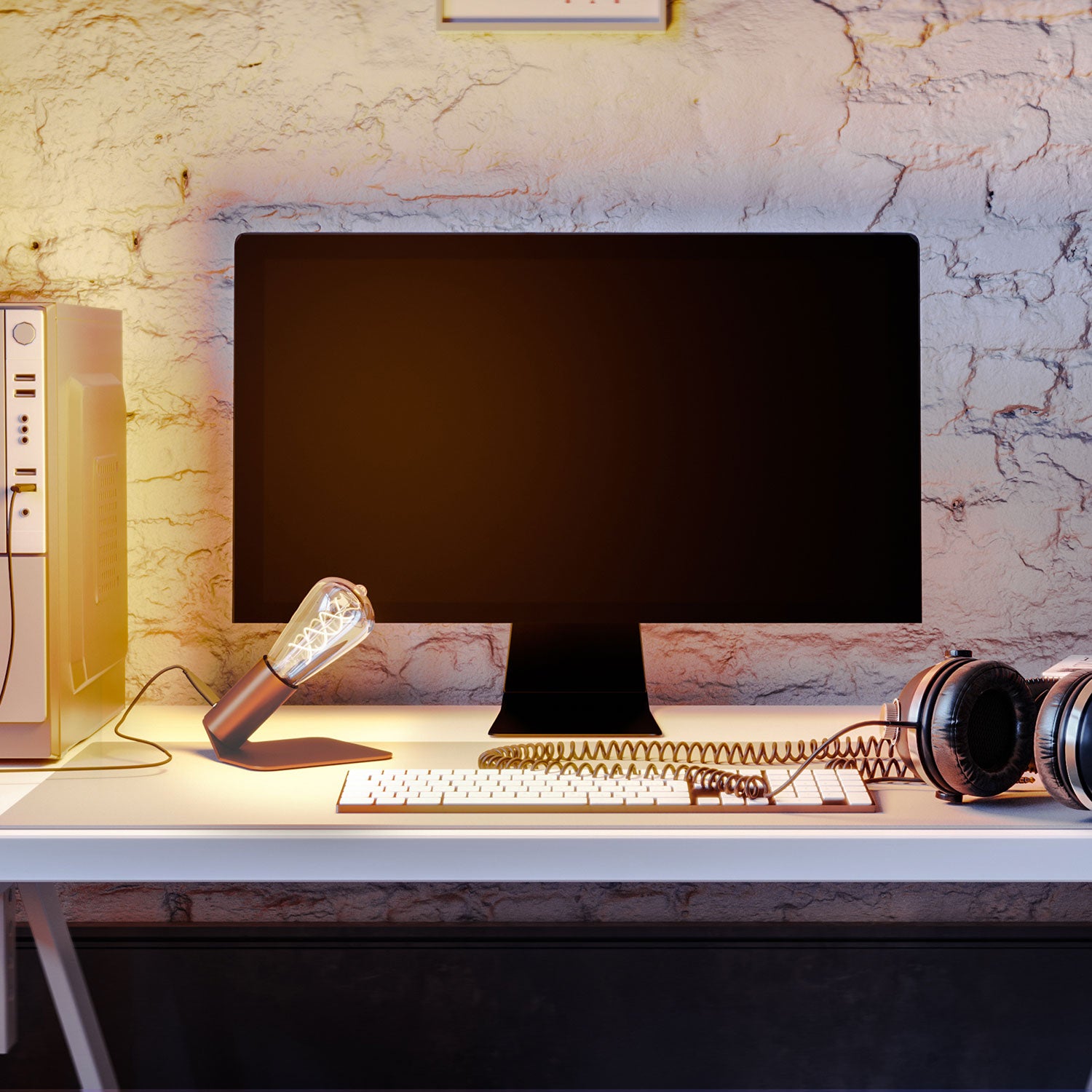 SI! Lampada da tavolo a 5V con lampadina ST64 e base metallica - Rame satinato