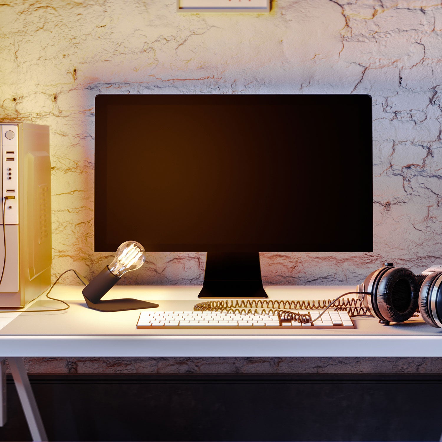 SI! Lampada da tavolo a 5V con lampadina A60 e base metallica - Nero