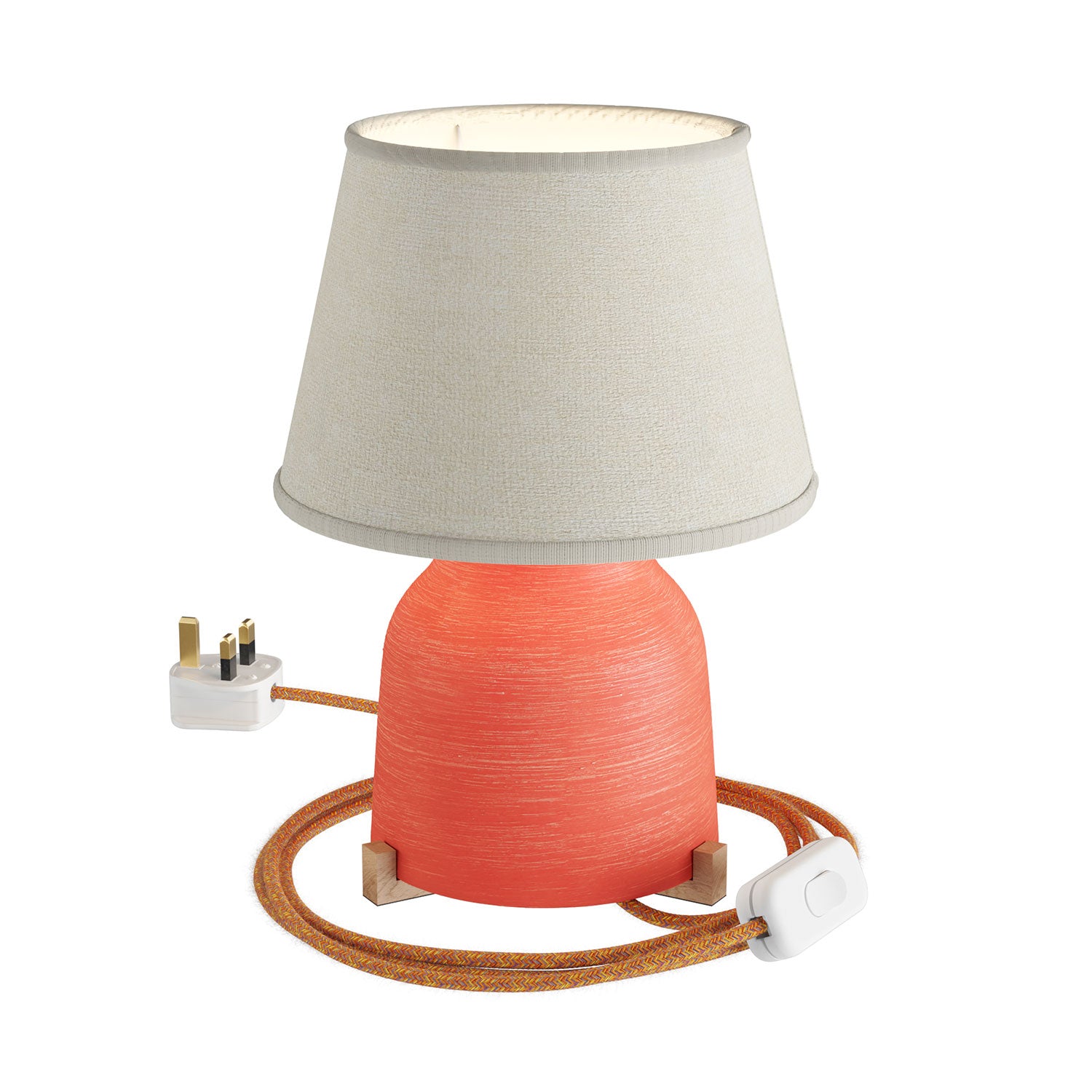 Lampada da tavolo in ceramica Vaso con paralume Impero e spina UK - Juta chiara