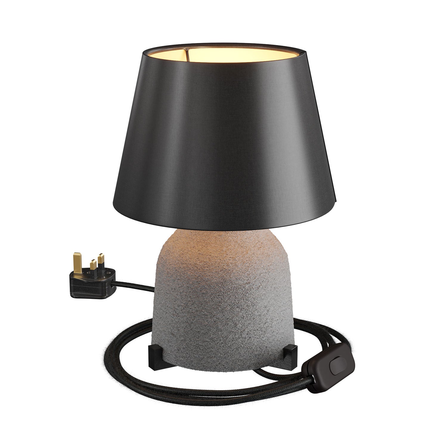Lampada da tavolo in ceramica Vaso con paralume Impero e spina UK - Nero