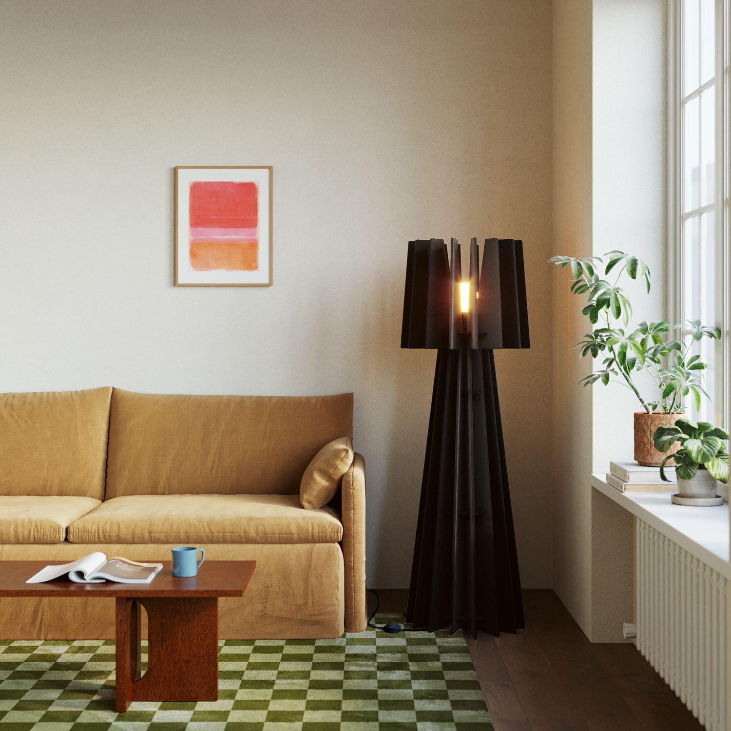 SHHINE lampada da terra in materiale fonoassorbente e spina UK - Nero melange