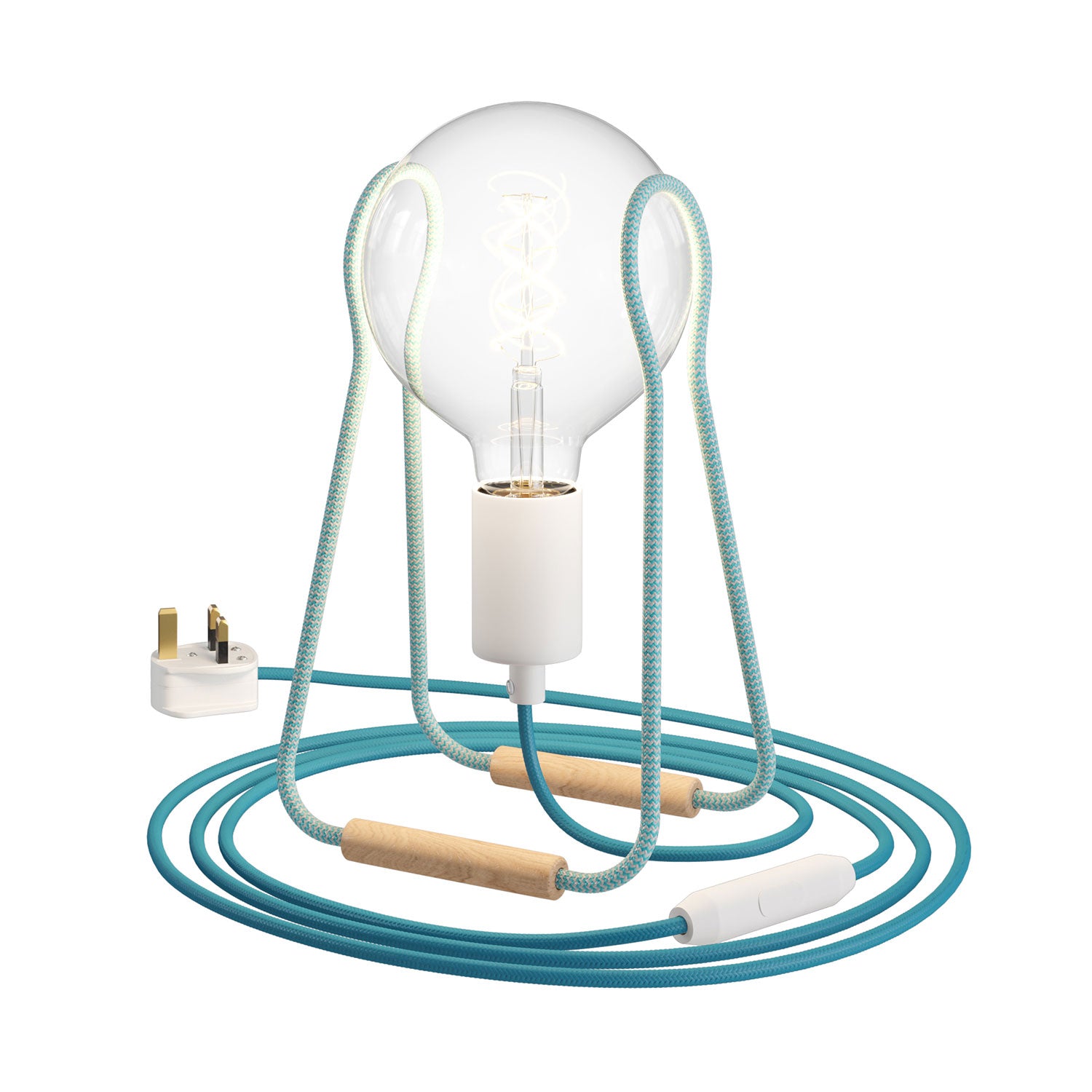 Lampada da tavolo Taché Metal e spina UK - Bianco Azzurro