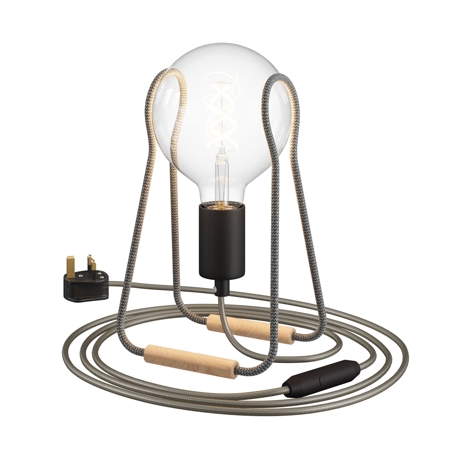 Lampada da tavolo Taché Metal e spina UK - Zig Zag Grigio scuro