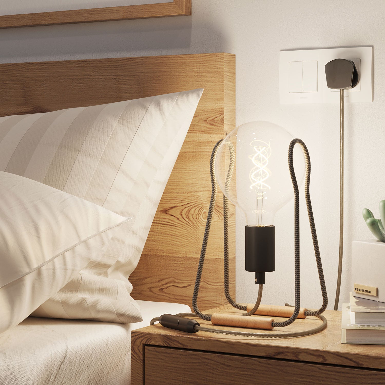 Lampada da tavolo Taché Metal e spina UK - Zig Zag Grigio scuro