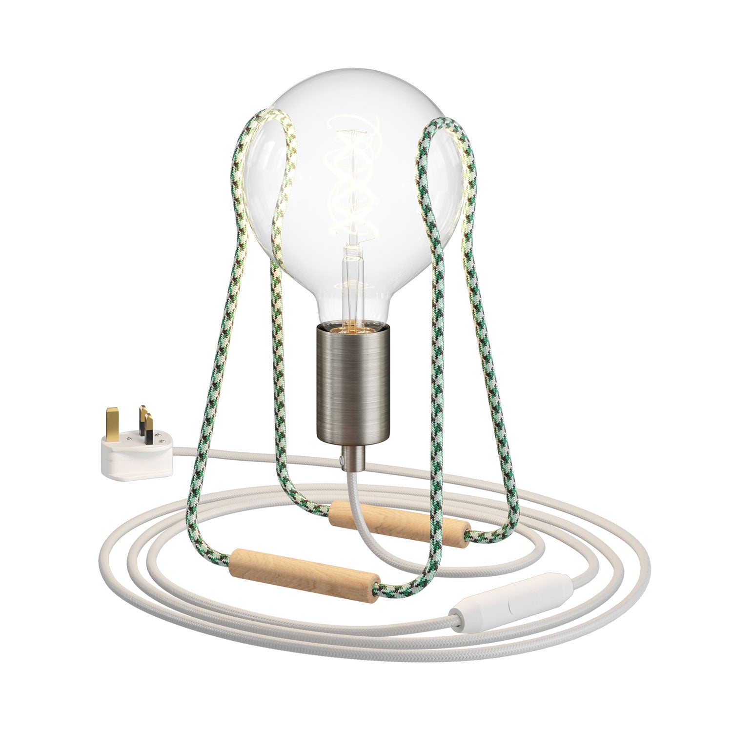 Lampada da tavolo Taché Metal e spina UK - Puzzle Verde