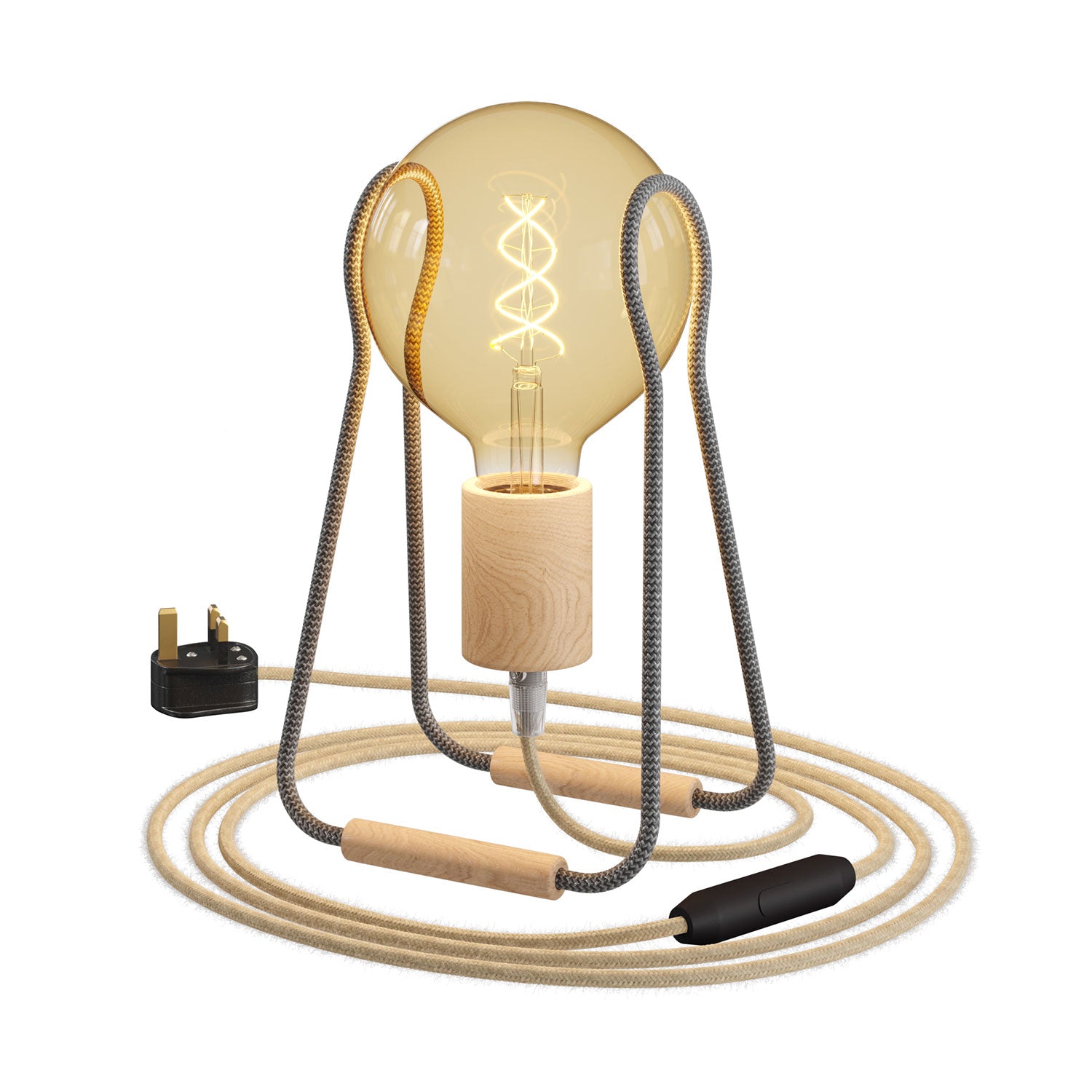 Lampada da tavolo Taché Wood e spina UK - Zig Zag Grigio scuro