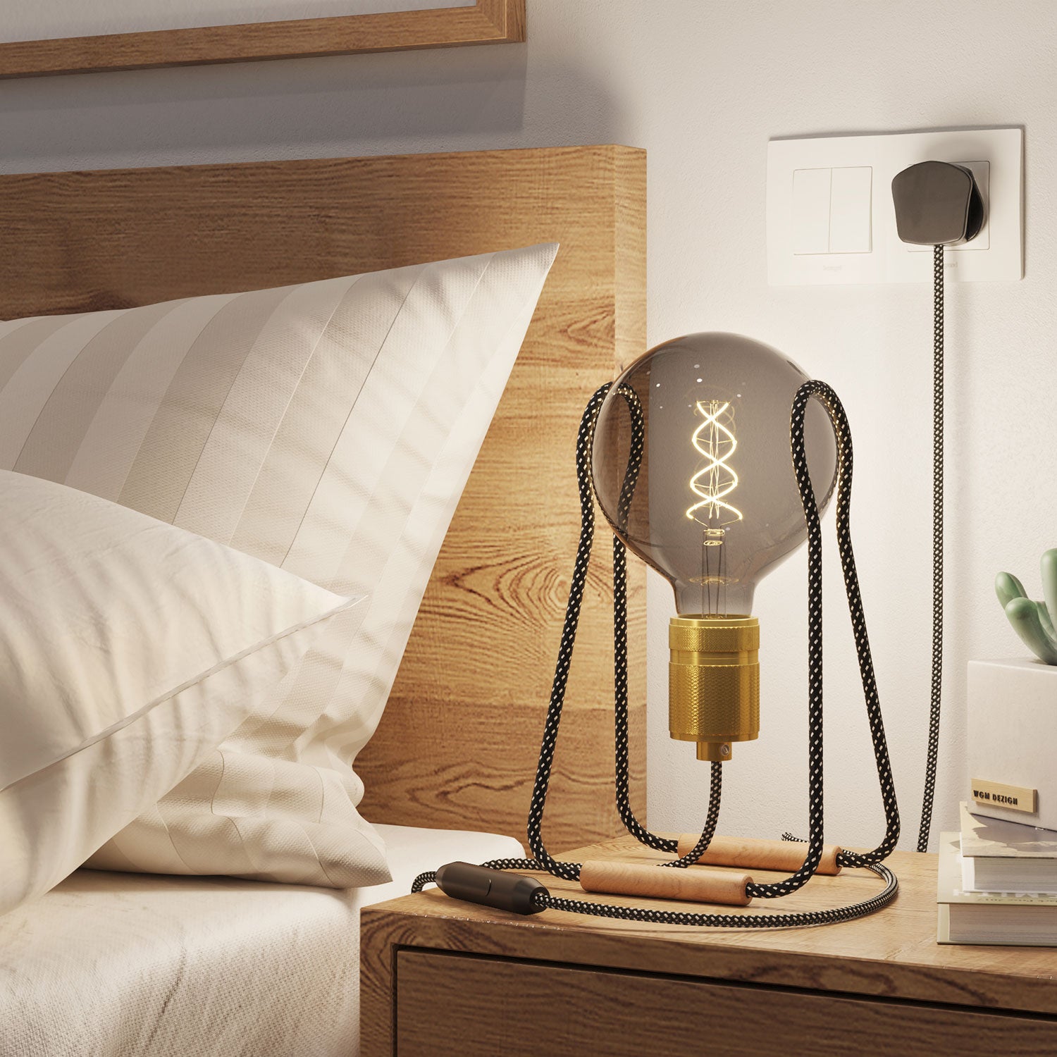 Lampada da tavolo Taché Elegant e spina UK - Nero e Bianco